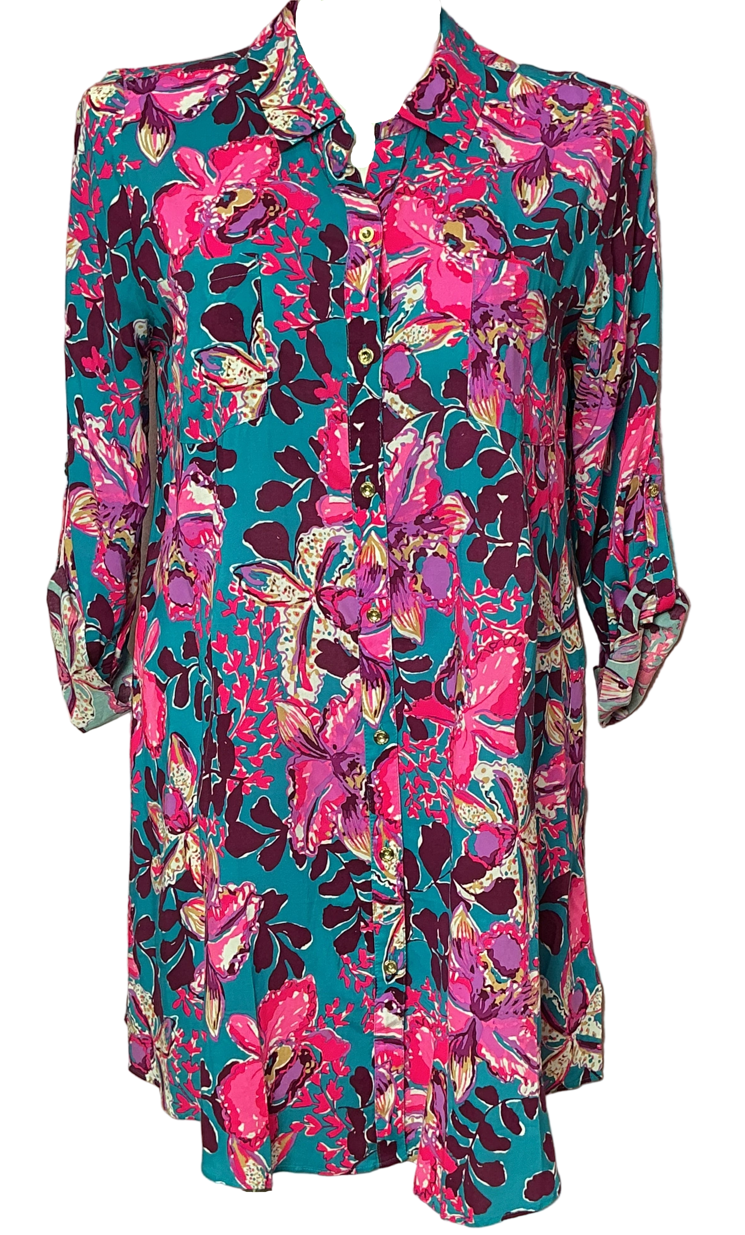 Lilly Pulitzer NWT - Natalie Coverup With Sleeves - Blue Rhapsody Orchid You Not - Size L
