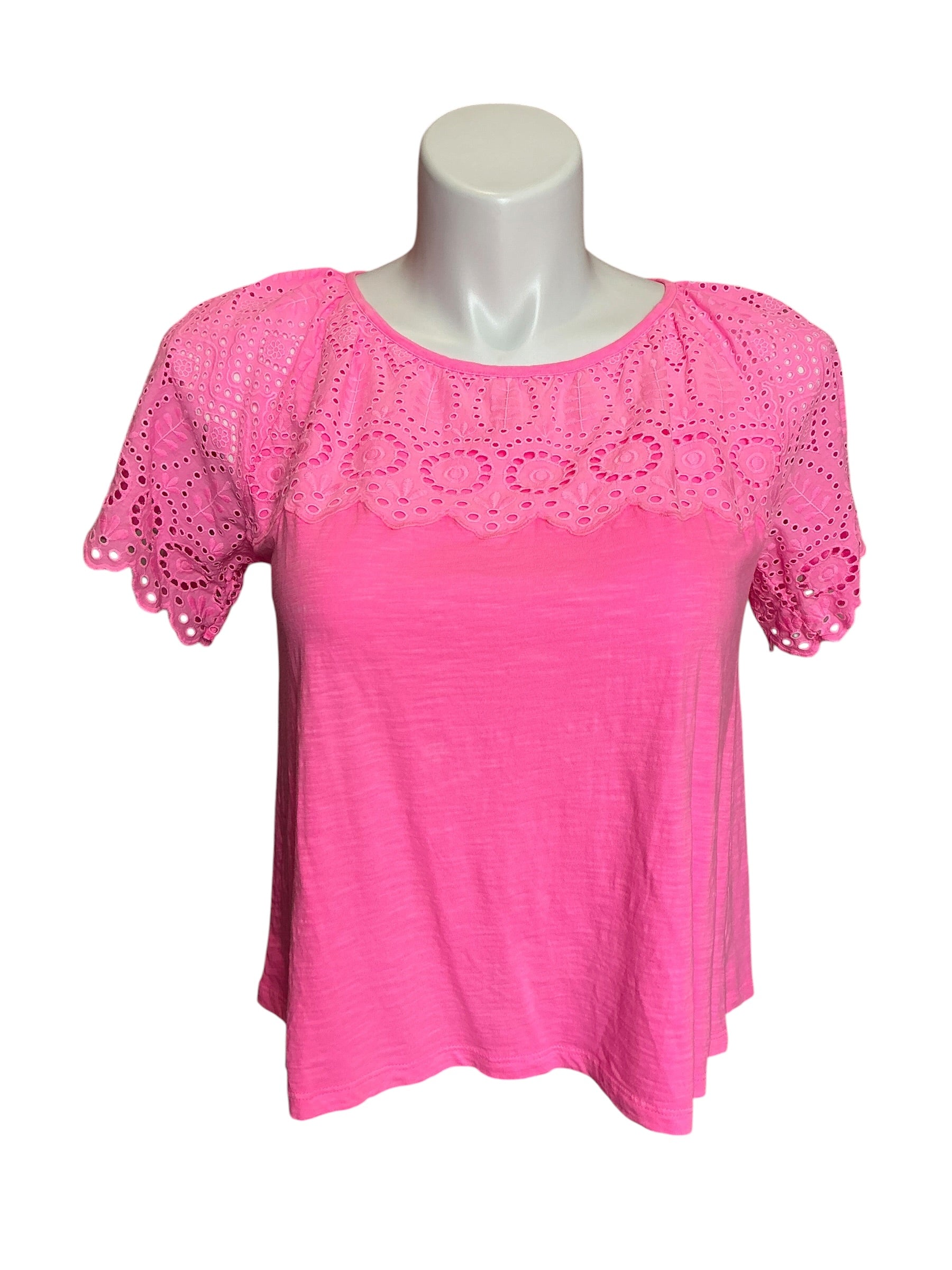 Lilly Pulitzer Taylinn Eyelet Knit Top Pink Shandy -Size S