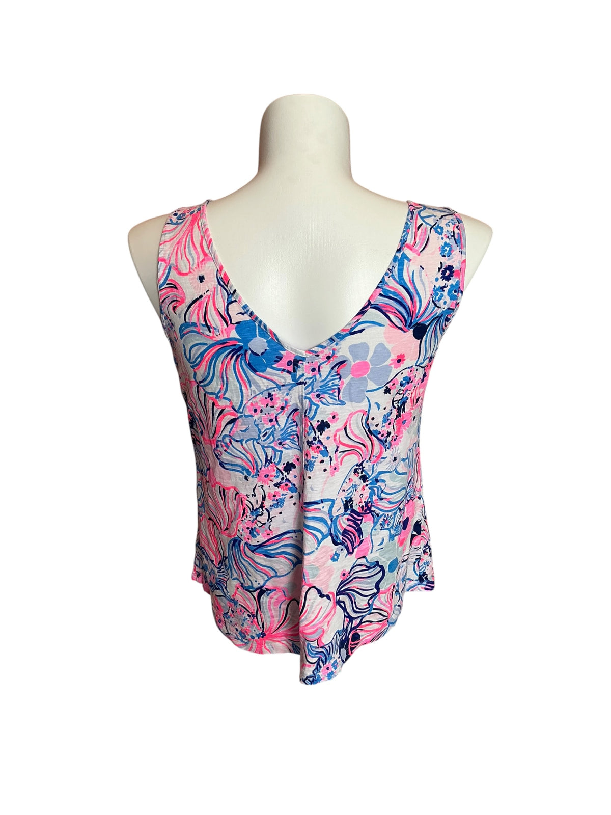 Lilly Pulitzer Gigi V-Neck Tank Top Prosecco Pink Make A Splash - Size XL