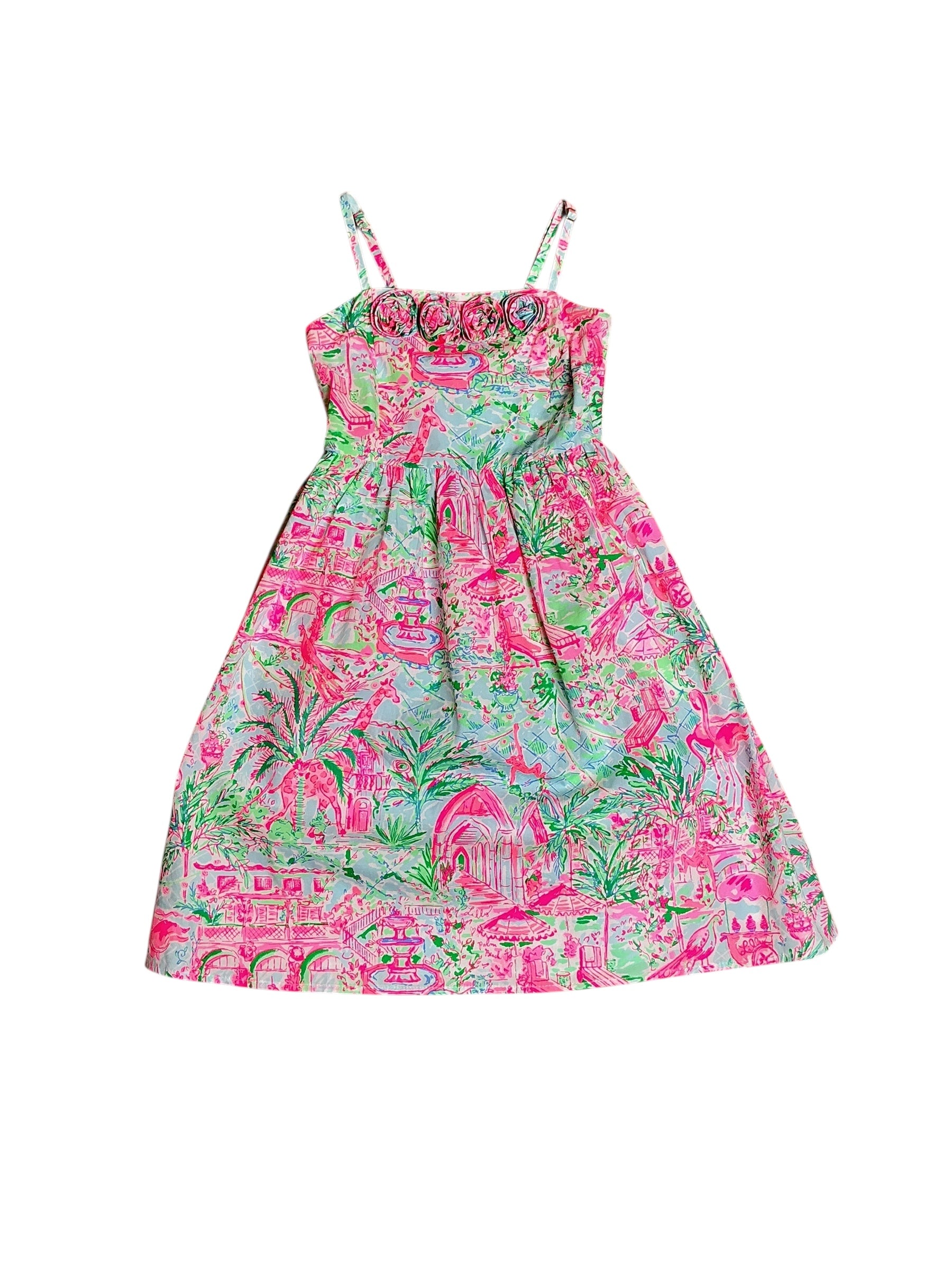 Lilly Pulitzer Girls Bellamy Midi Dress Bali Blue Spotted On Worth - Size 5