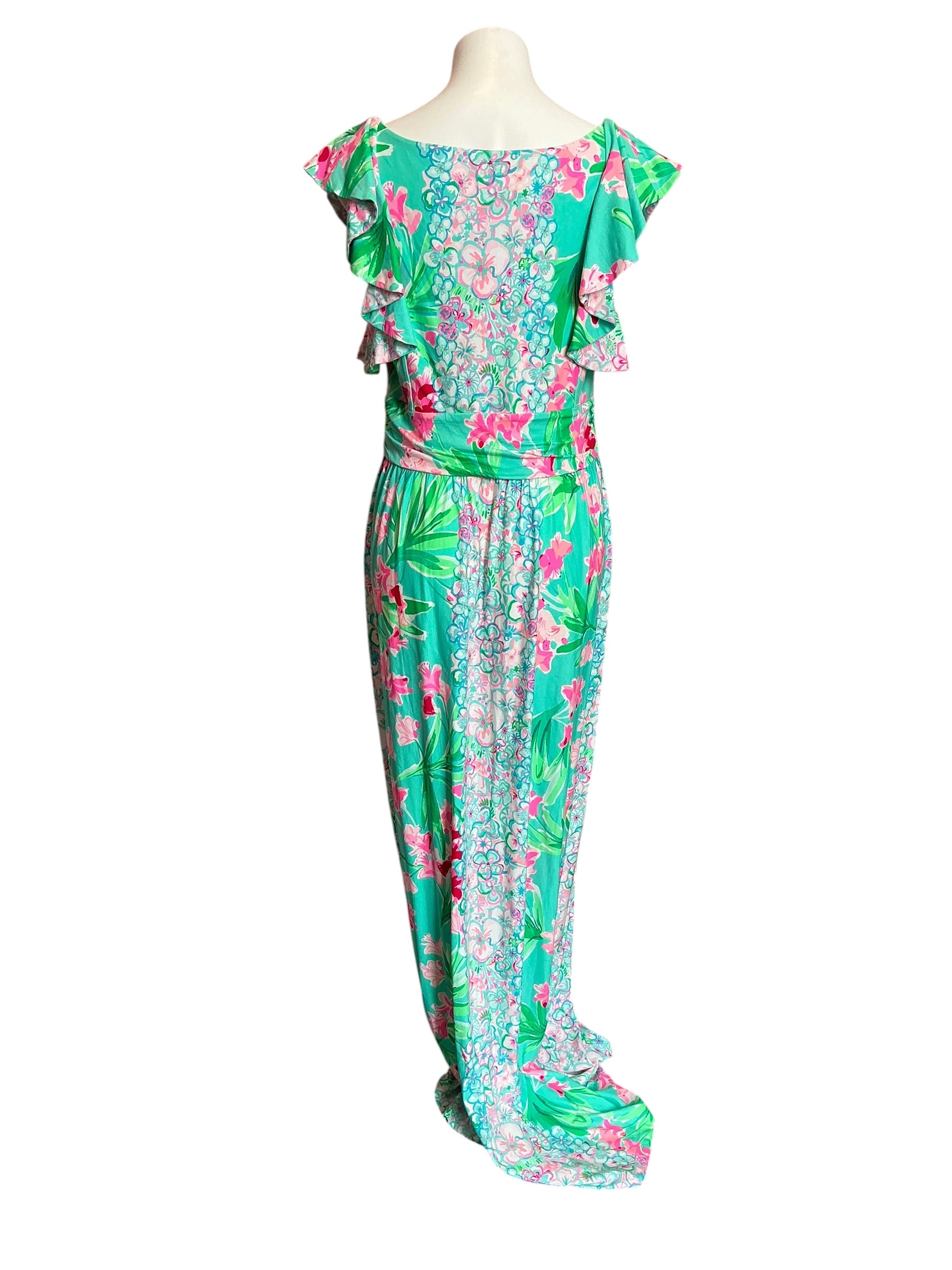 Lilly Pulitzer NWT Cristal Maxi Dress Aqua Al Fes Isn’t She Lovely Engineered Maxi - Size L