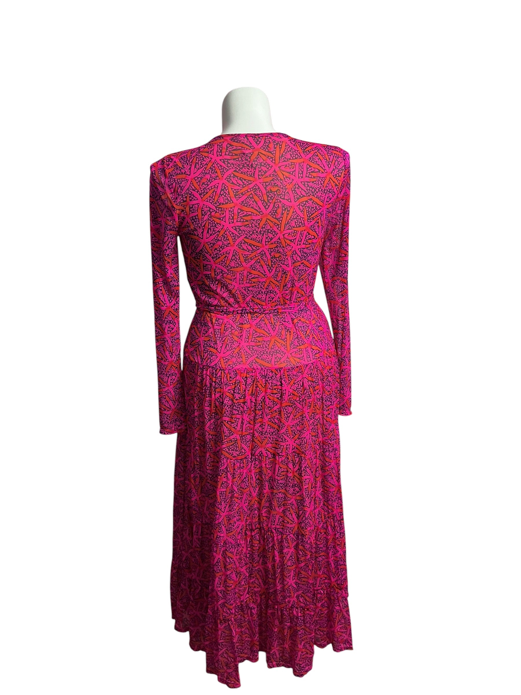 Lilly Pulitzer- Izabella Midi Dress Passion Fruit Pink Star Searching Size L