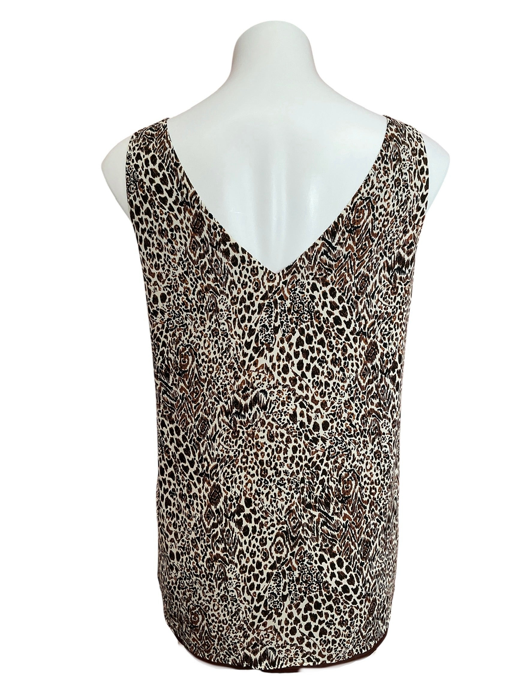 Lilly Pulitzer Florin Reversible V Neck Tank Top Brown Multi Leopard - Size XL