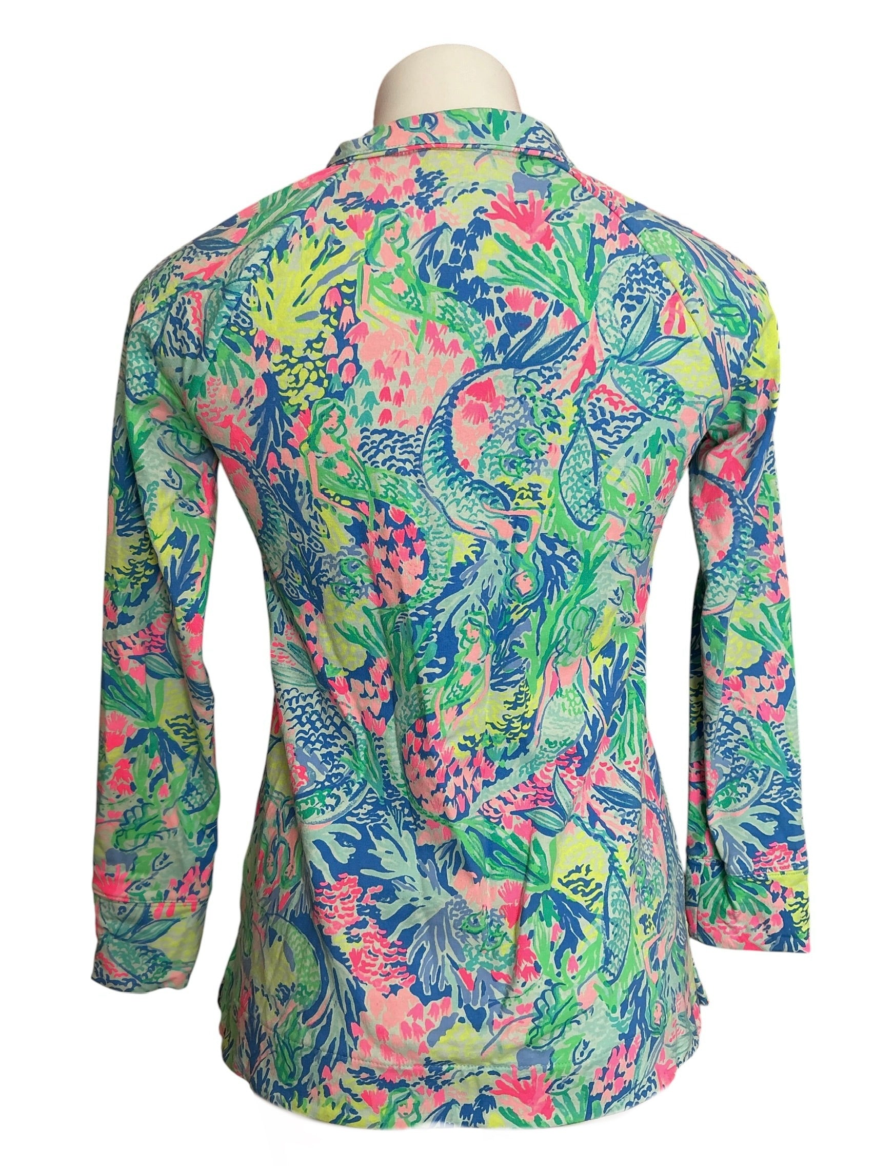 Lilly Pulitzer Skipper Popover Top Multi Mermaids Cove - Size XXS