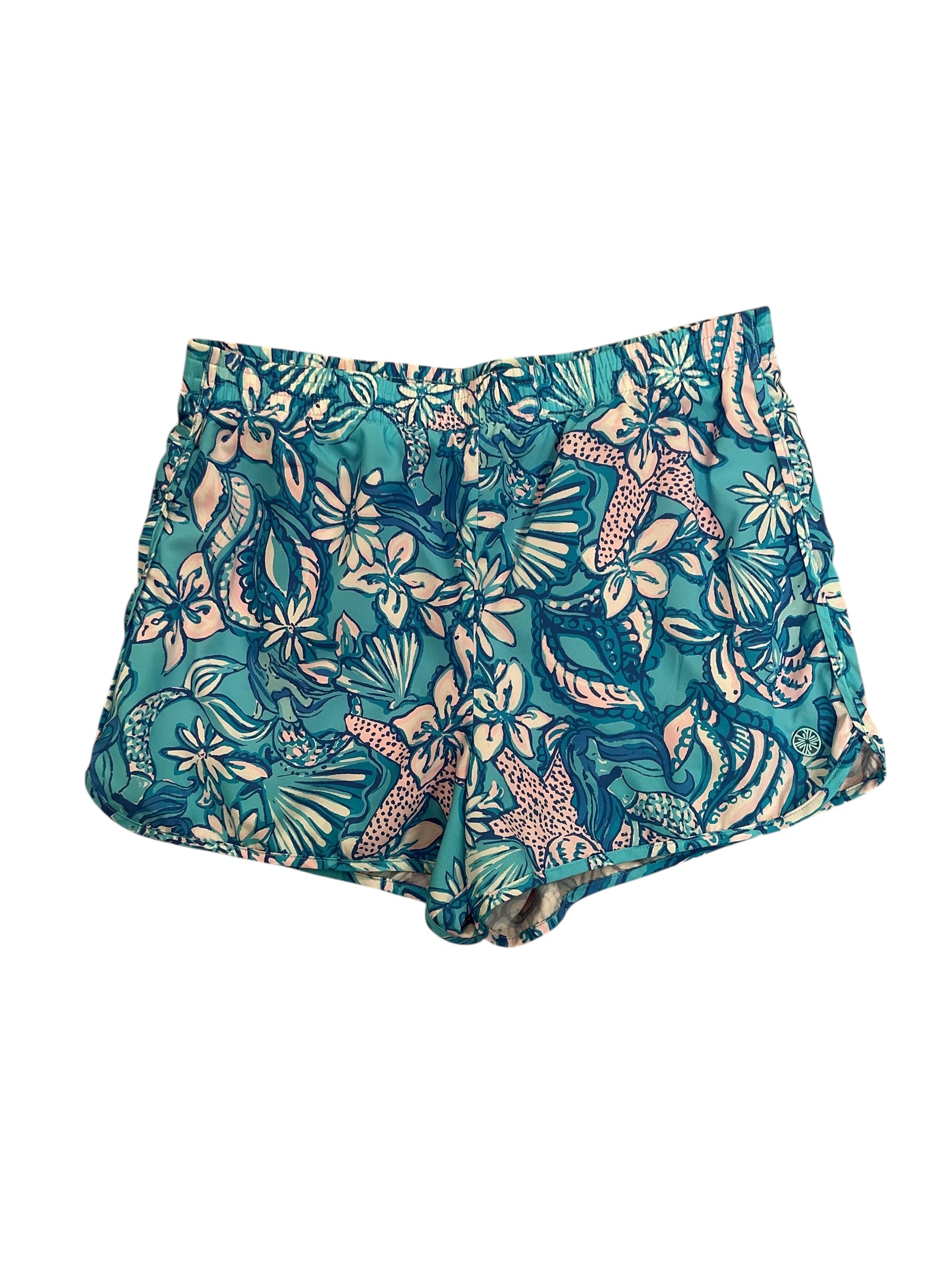 Lilly Pulitzer Mini Boca Chica Girls Shorts Amalfi Blue Sound The Sirens - Size XL