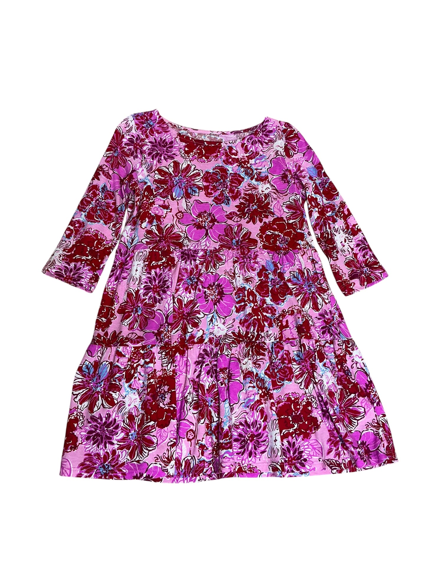Lilly Pulitzer Girls Mini Geanna Dress Lilac Thistle In The Wild Flowers - Size M