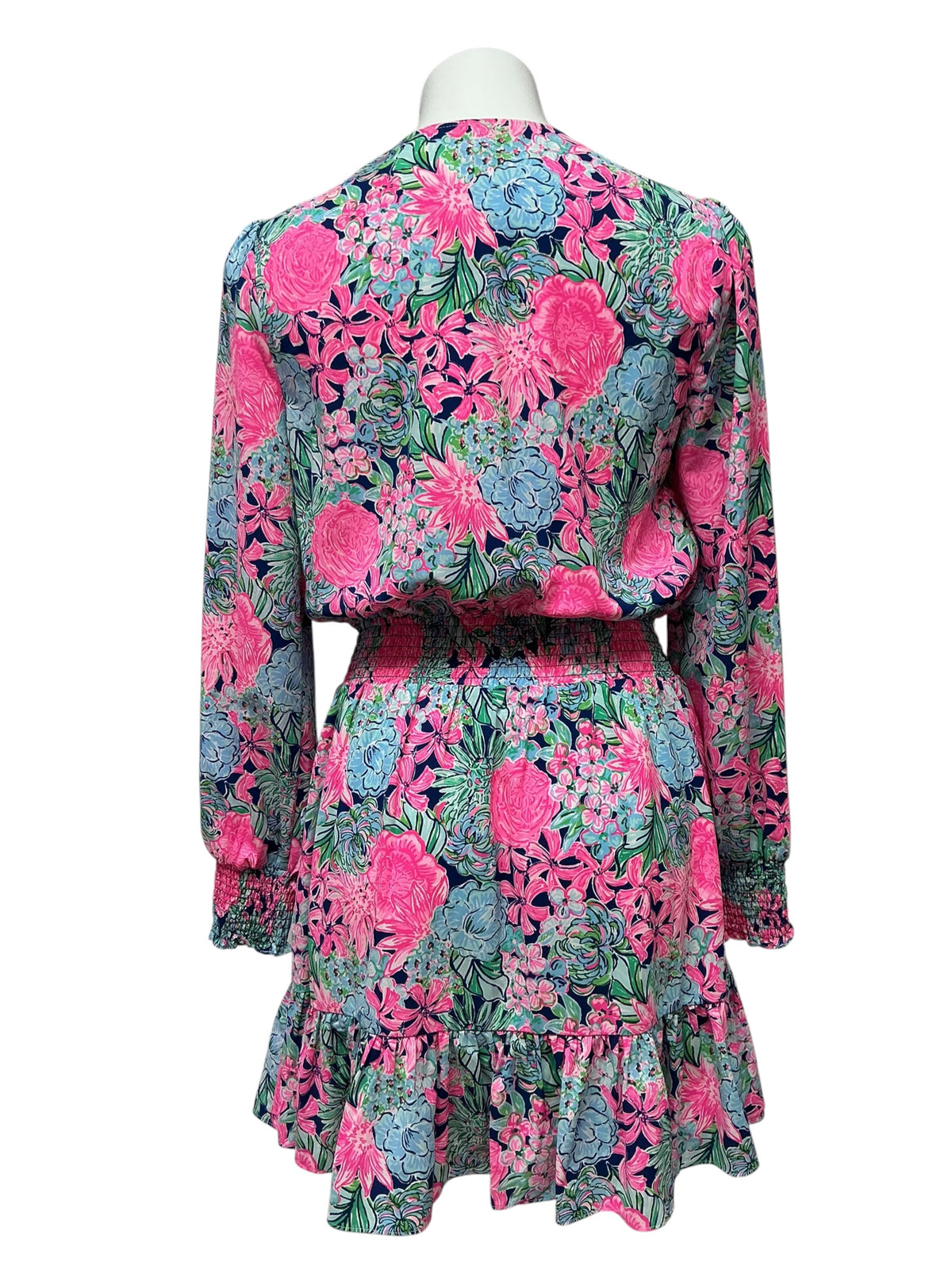 Lilly Pulitzer NWT Christiana Long Sleeve Dress Oyster Bay Navy Always Be Blooming - Size 8