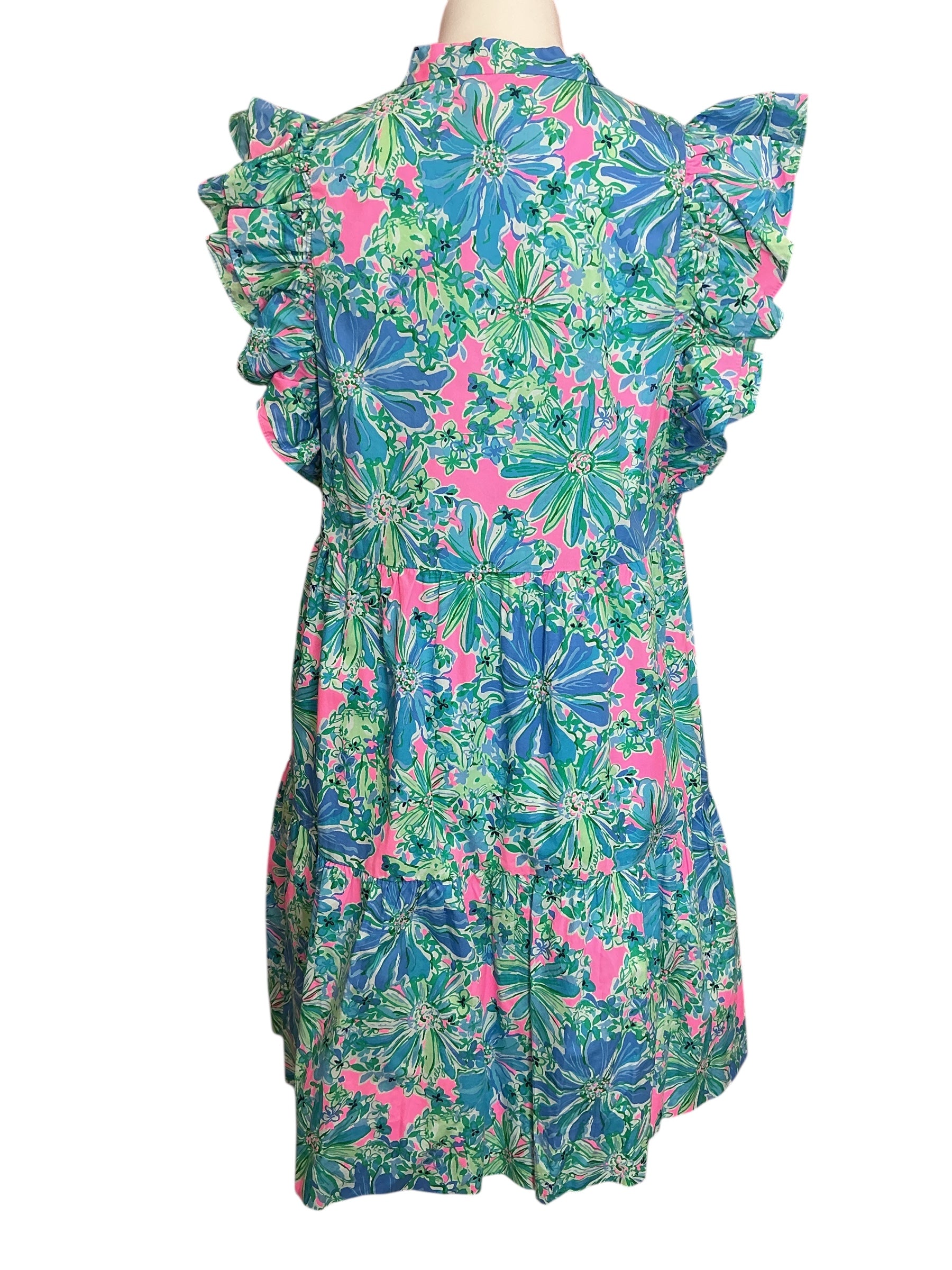 Lilly Pulitzer Aldena Ruffle Sleeve Cotton Dress Good Hare Day - Size L