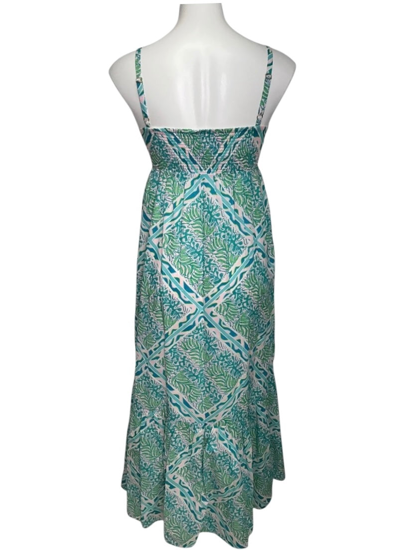 Lilly Pulitzer Heidi Cotton Maxi Dress Prism Blue Good Greef - Size 00
