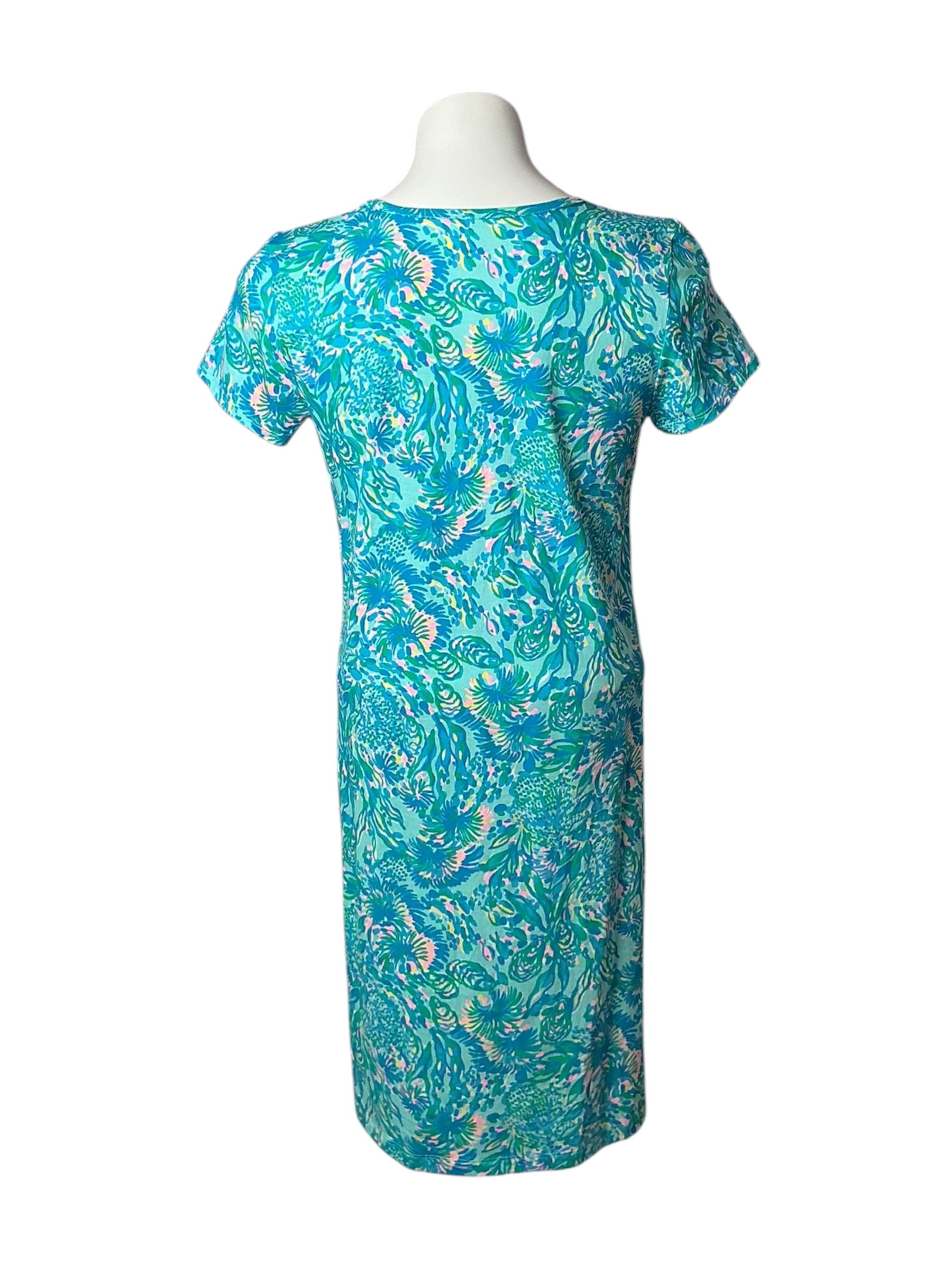 Lilly Pulitzer Etta V Neck T-Shirt Dress Coral of the Story - Size S