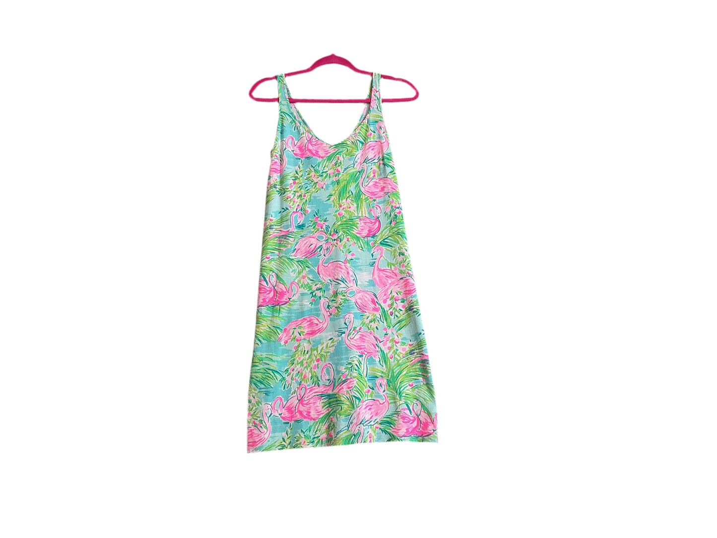 Lilly Pulitzer Adrianna dress in the "Floridita" print, featuring a multicolor flamingo design - Size XS