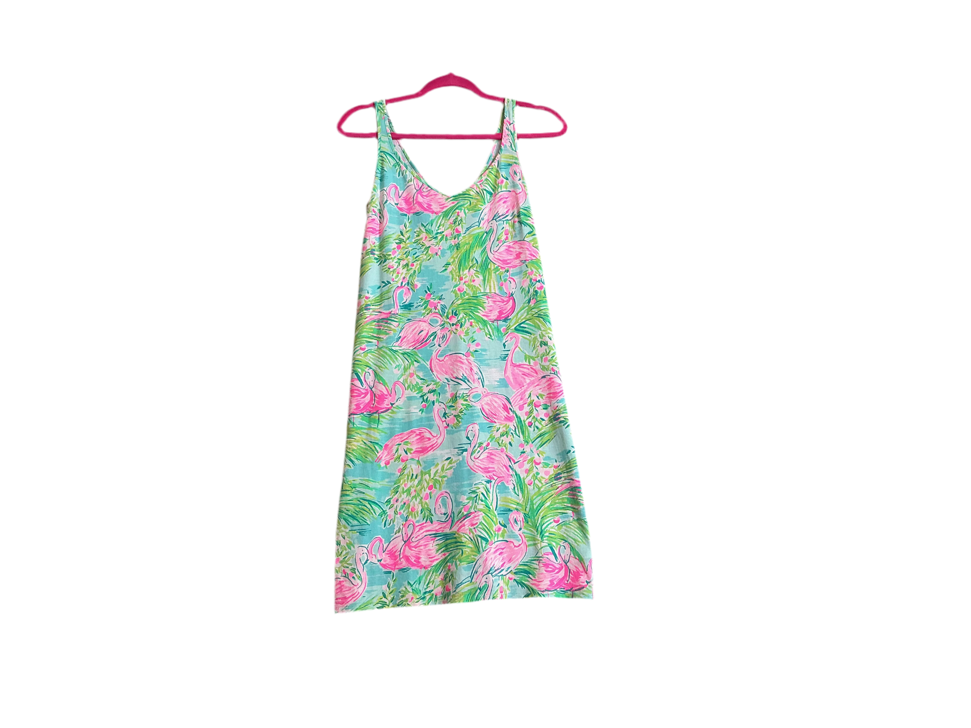 Lilly Pulitzer Adrianna dress in the "Floridita" print, featuring a multicolor flamingo design - Size XS