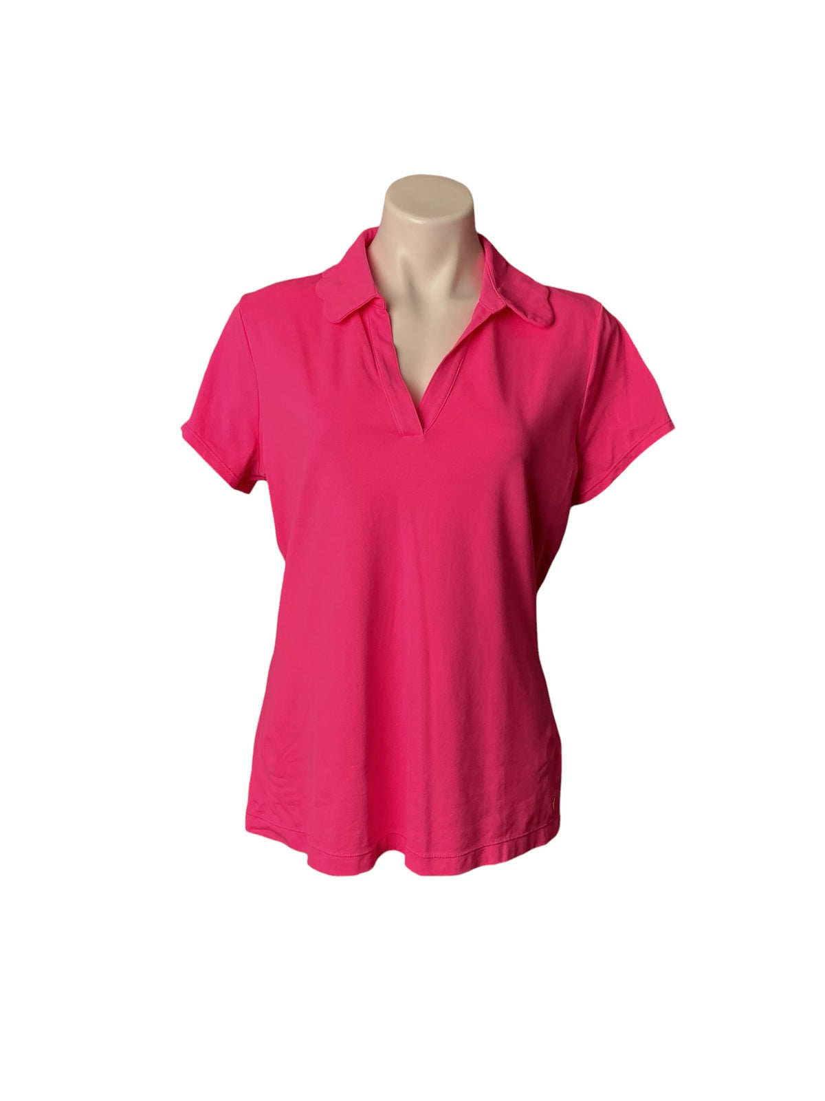 Lilly Pulitzer Luxletic Frida Scallop Polo Top Pink - Size L