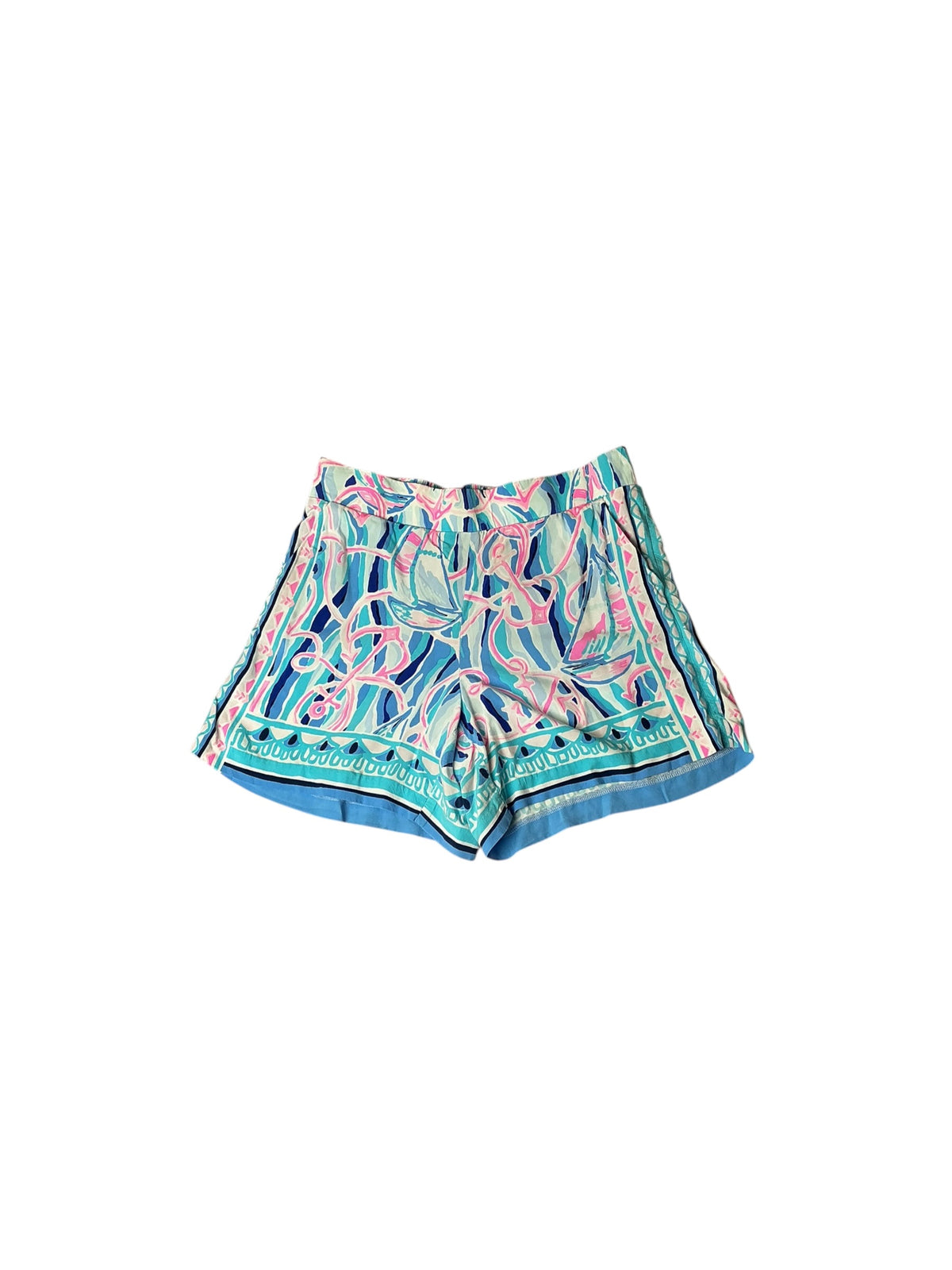 Lilly Pulitzer Neilah Shorts Skim Blue Reel Nauti Engineered - Size M