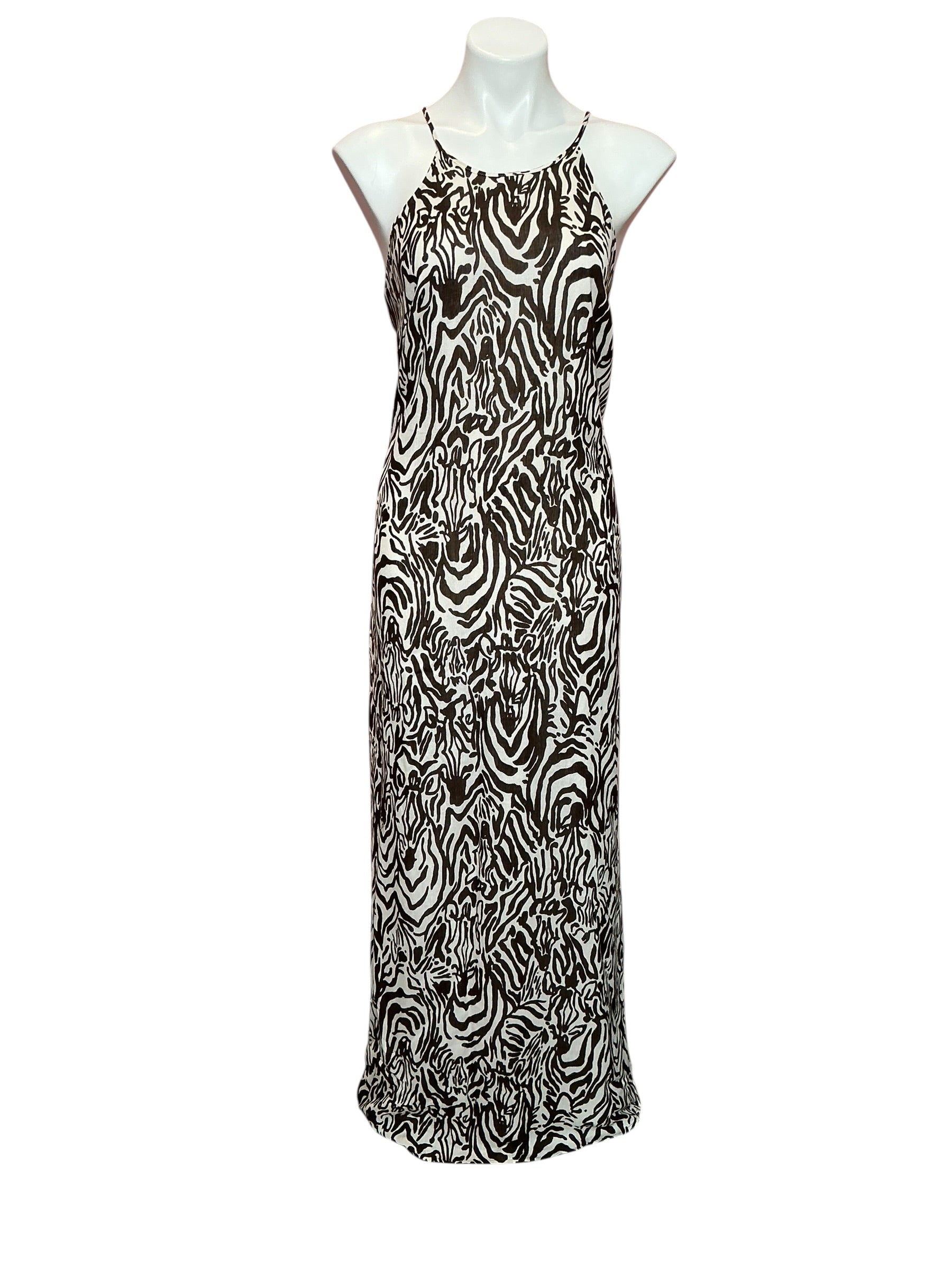 Lilly Pulitzer Angel Halter Maxi Dress In Zebra Cameo Full Entourage - Size L