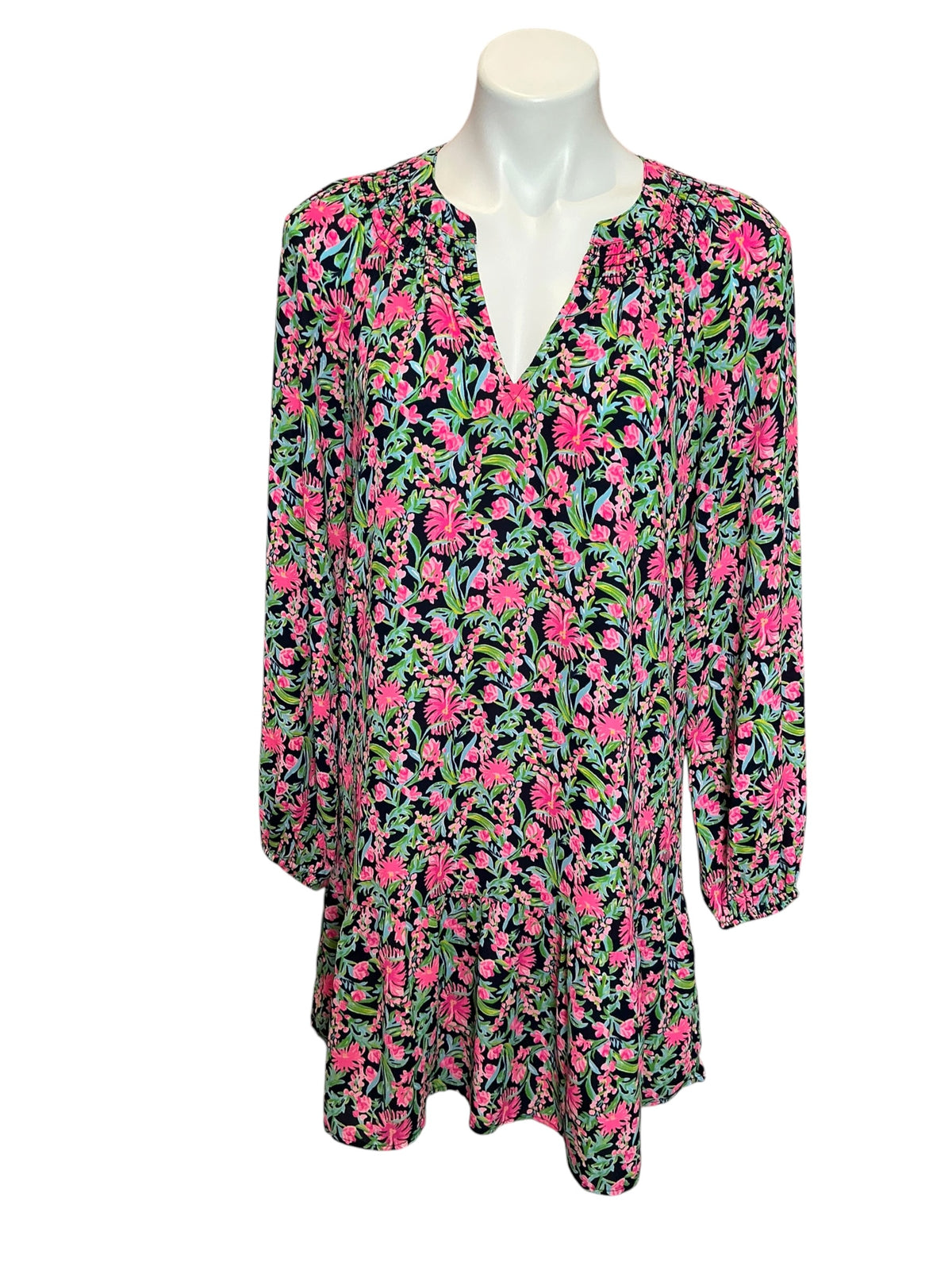 Lilly Pulitzer NWT Lucee Long Sleeve Dress Low Tide Navy Garden Variety - Size S