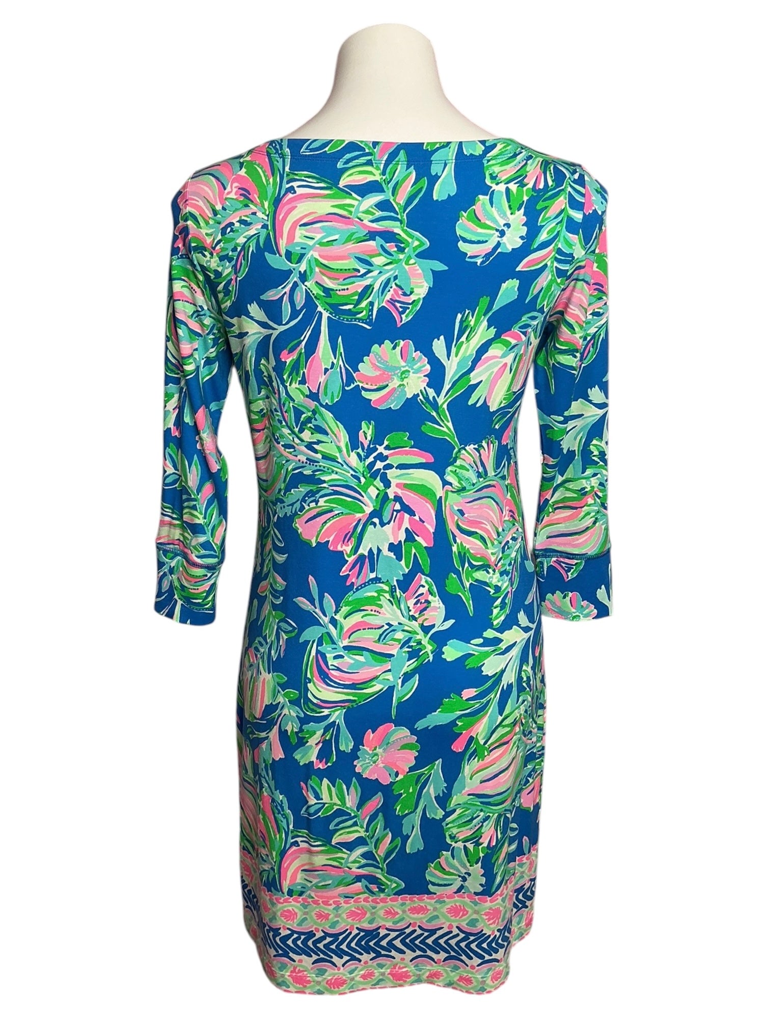 Lilly Pulitzer UPF 50+ Sophie Dress Blue Flare Fancy Fins - Size S