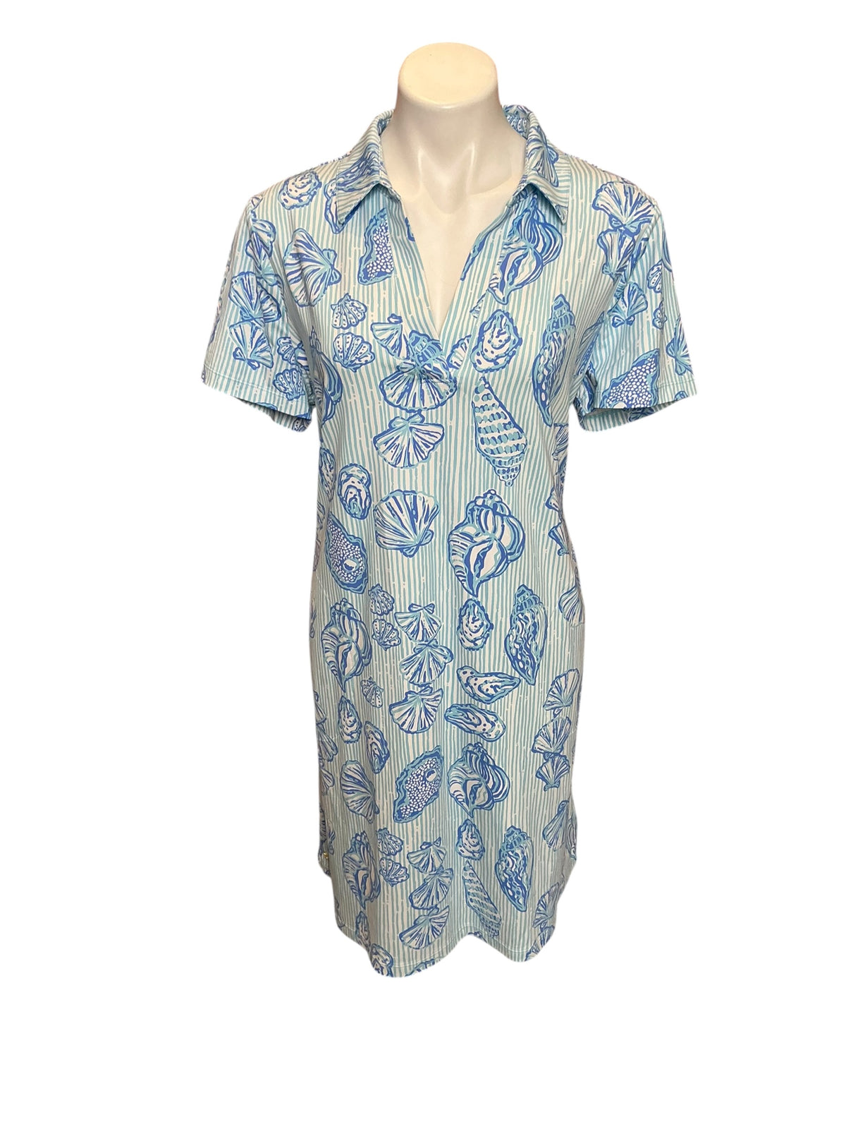 Lilly Pulitzer NWT Mandi UPF 50+ Dress Fresh Water Blue Cool As Shell - Size XL