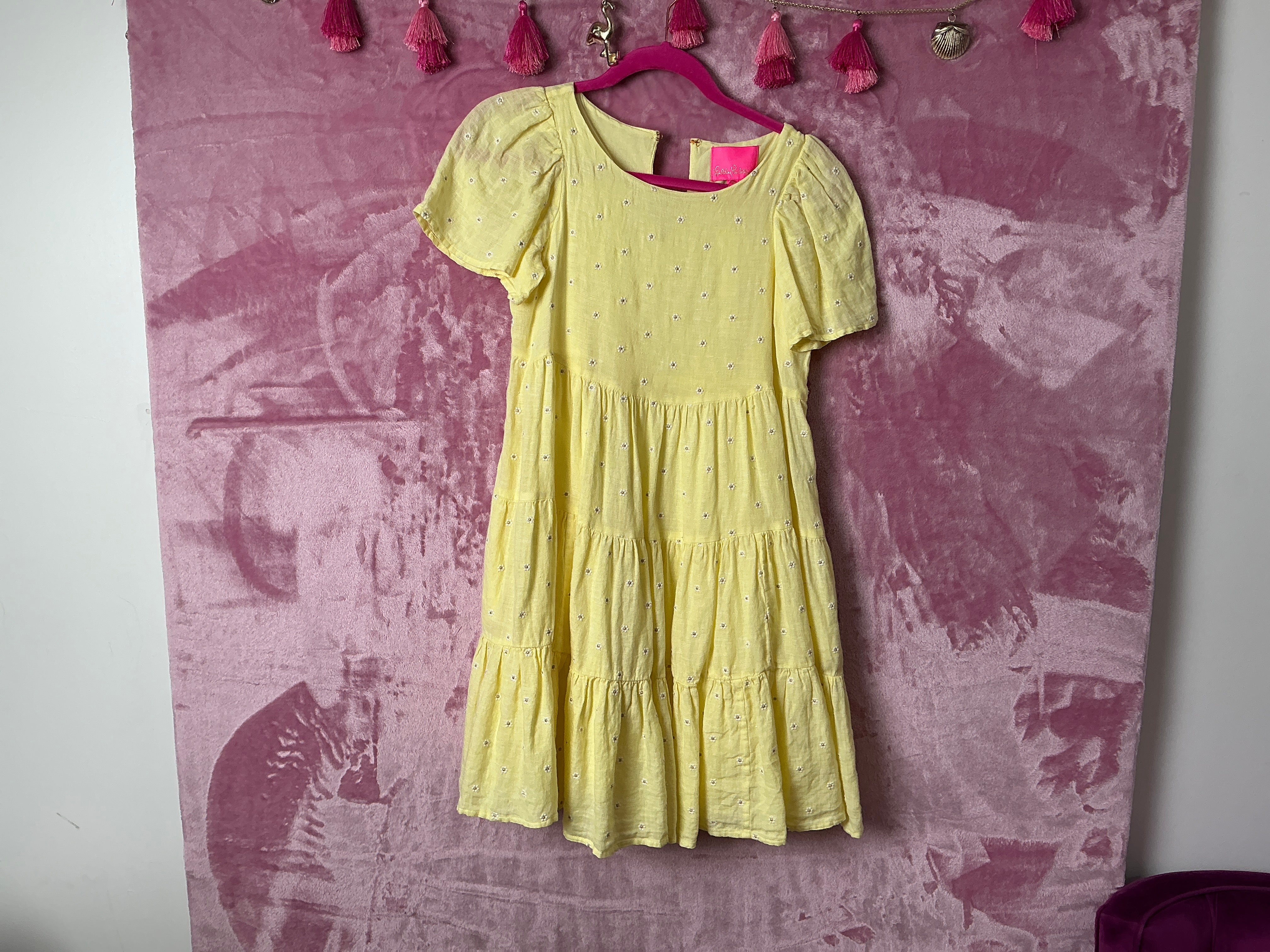 Lilly Pulitzer Dress NWT - Jocelyn Short Sleeve - Finch Yellow - You Drive Me Daisy Embroidered - Size XXS