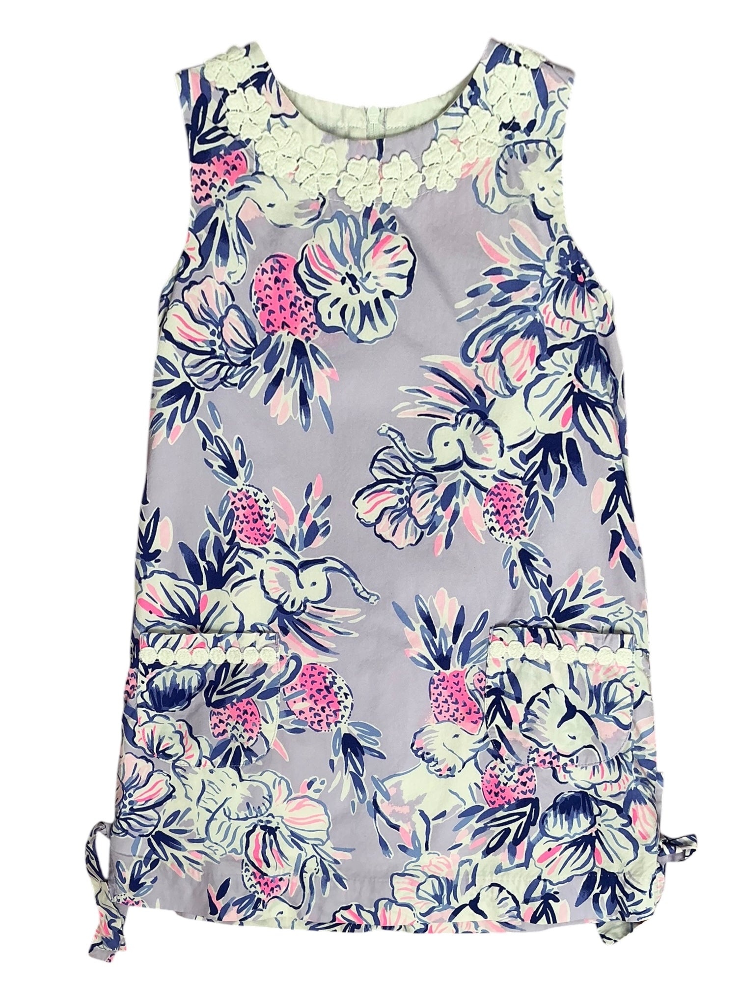 Lilly Pulitzer Girls Little Lilly Classic Shift Dress Light Lilac Verbena Trunks In The Air - Size 5