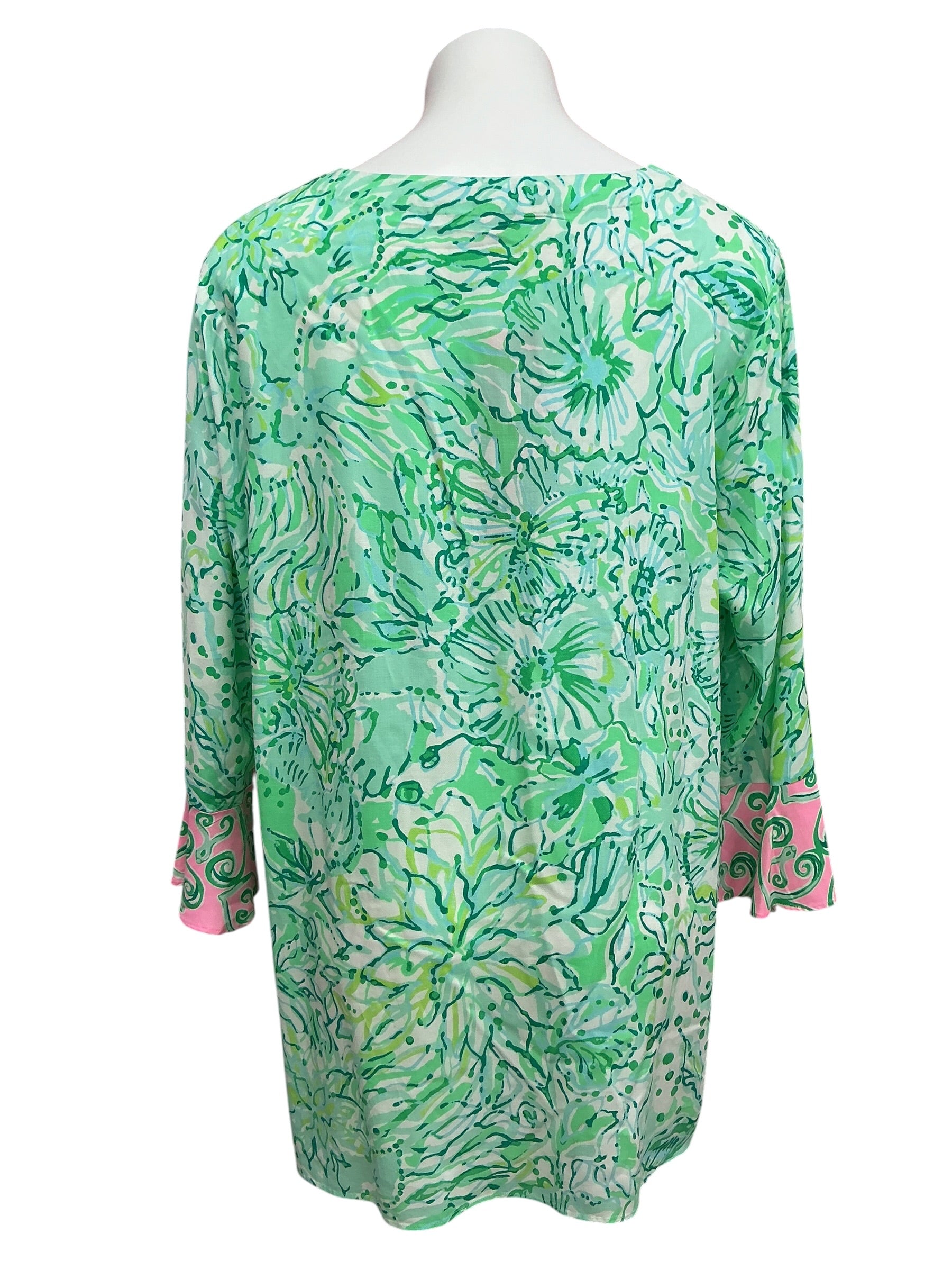 Lilly Pulitzer Keona Tunic Top Resort Aqua Hopelessly Devoted - Size XL