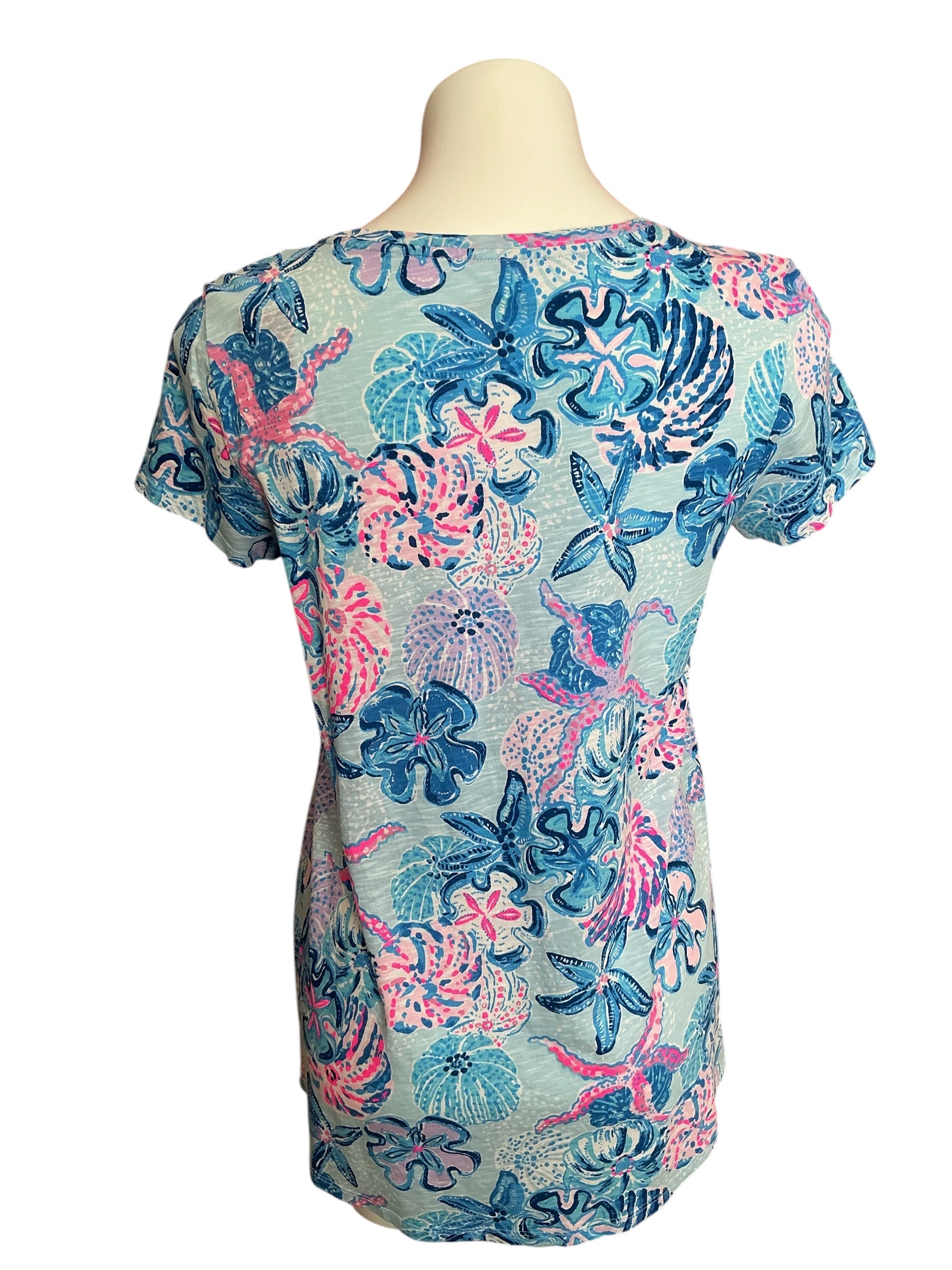 Lilly Pulitzer Etta Scoop Neck Top Road Of The Seas - Size S