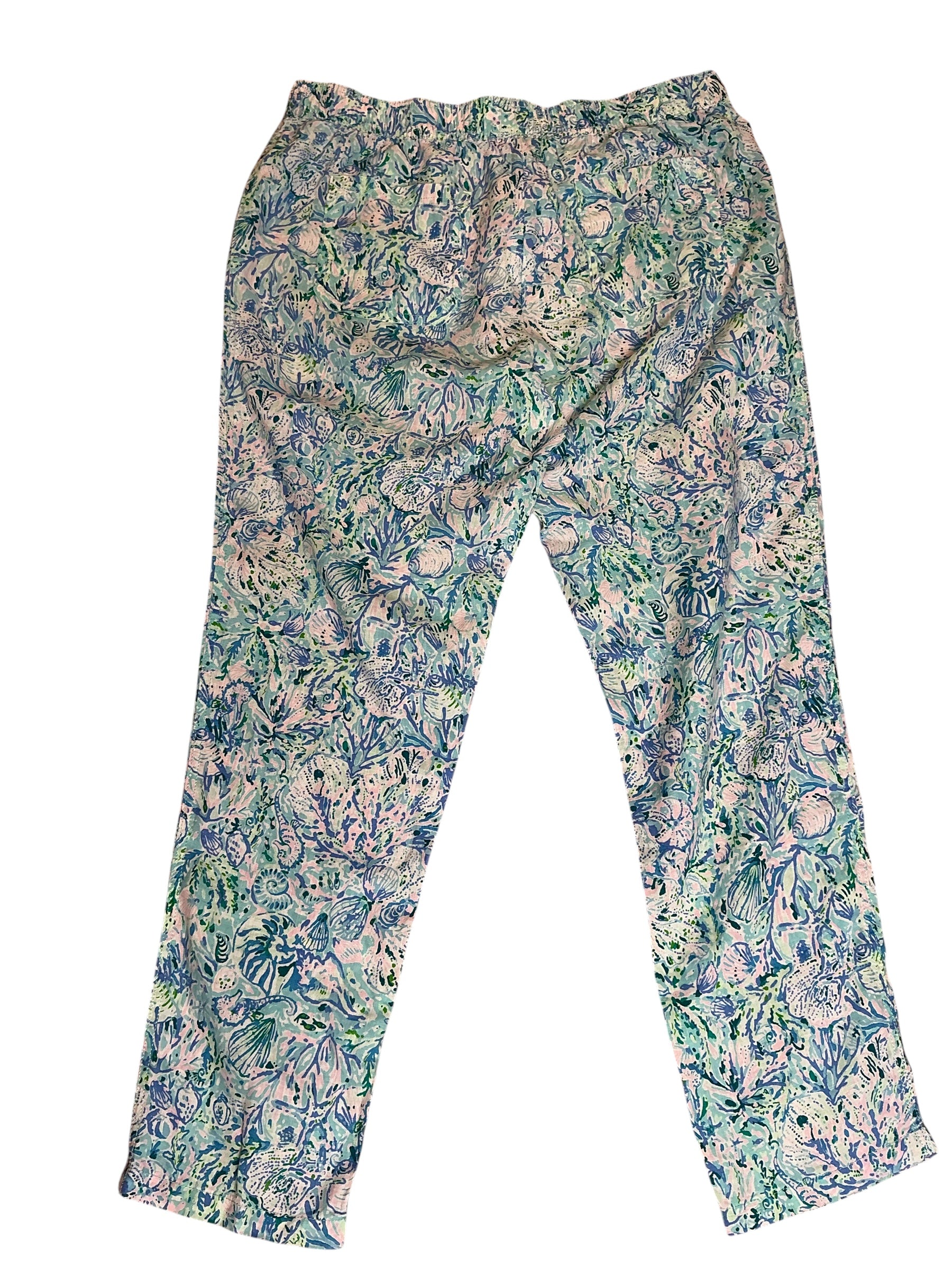 Lilly Pulitzer Taron Mid-Rise Linen Pant Surf Blue Soleil It On Me - Size XL