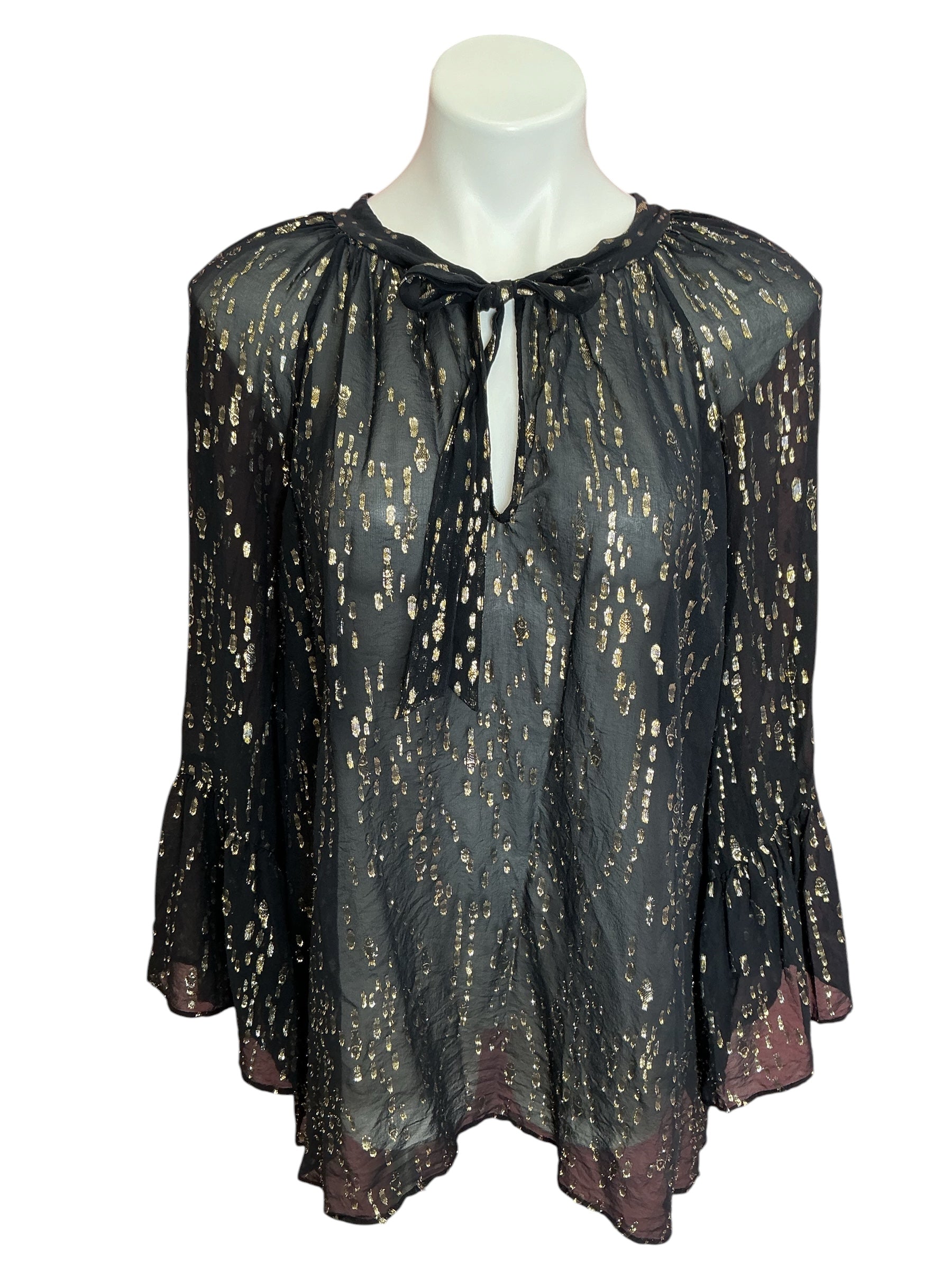 Lilly Pulitzer Matilda Silk Top Onyx Black Fish Clip - Size XL