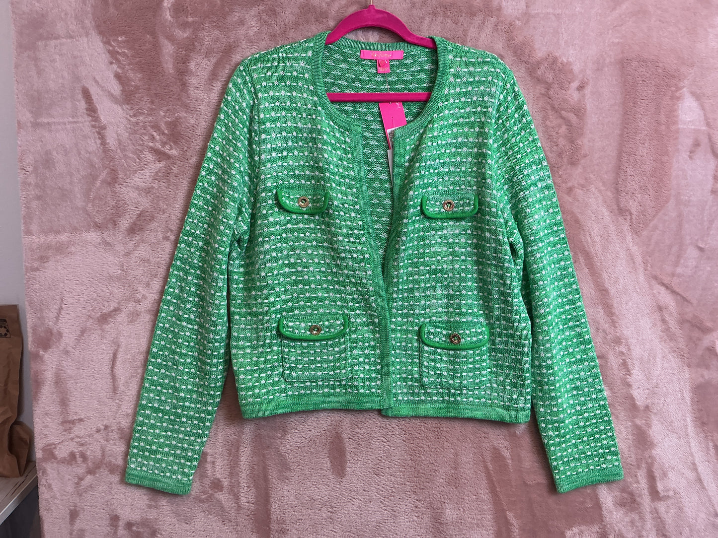 Lilly Pulitzer NWT - Kienna Cardigan - Gecko Green Metallic Marl