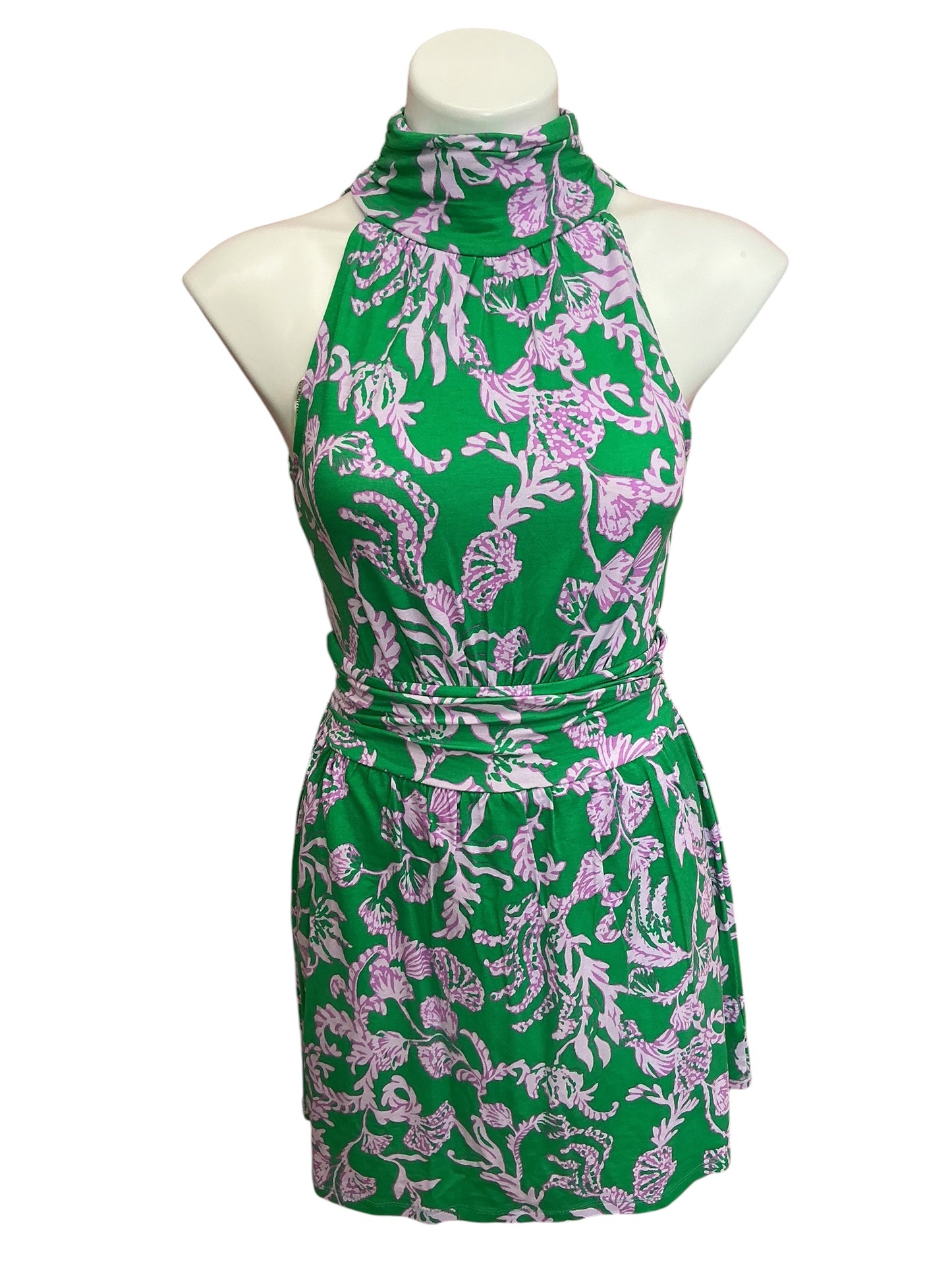 Lilly Pulitzer NWT Wyota Skirted Romper Brazilian Green Salty Sandbar - Size XS