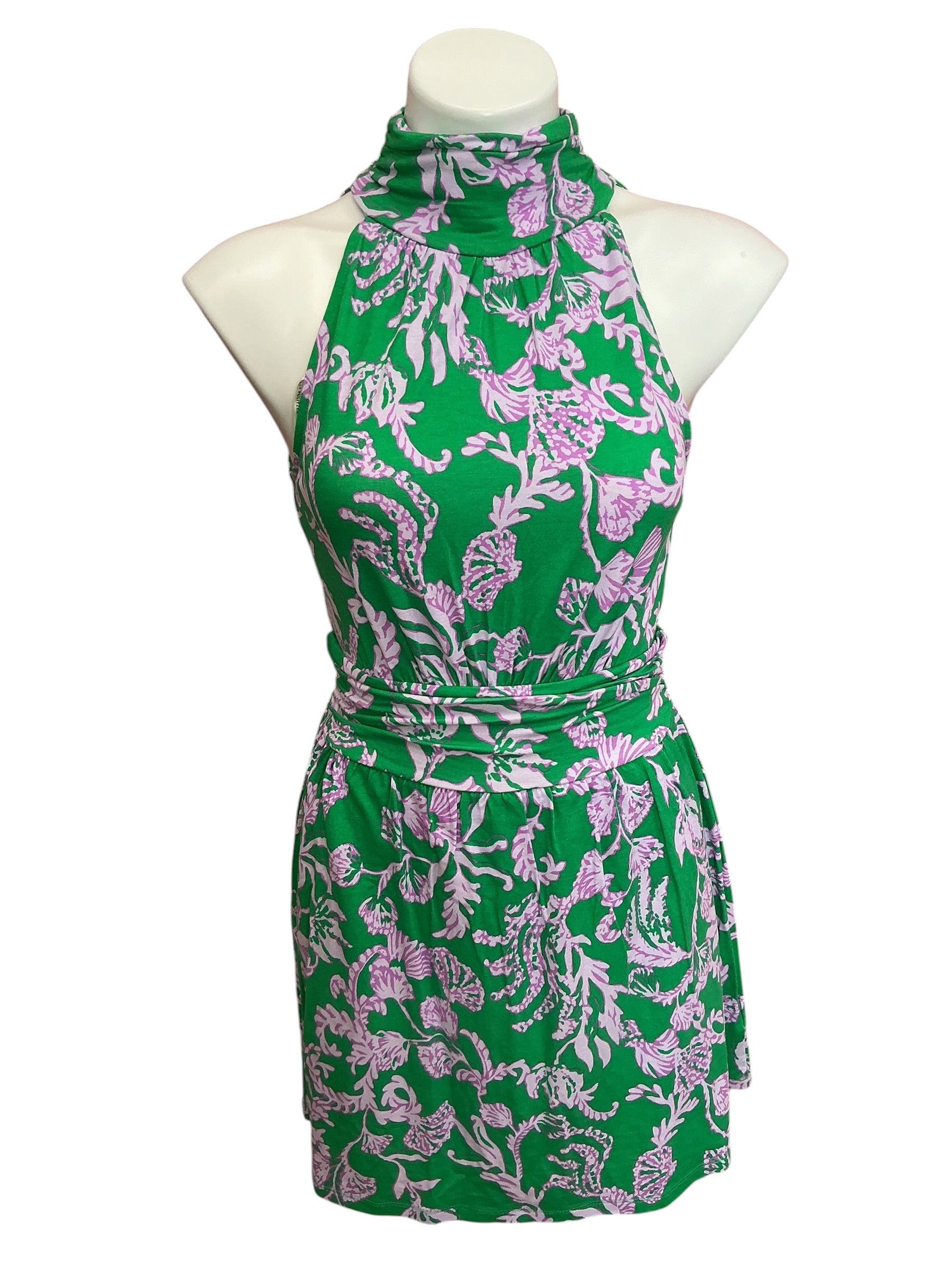 Lilly Pulitzer NWT Wyota Skirted Romper Brazilian Green Salty Sandbar - Size XS