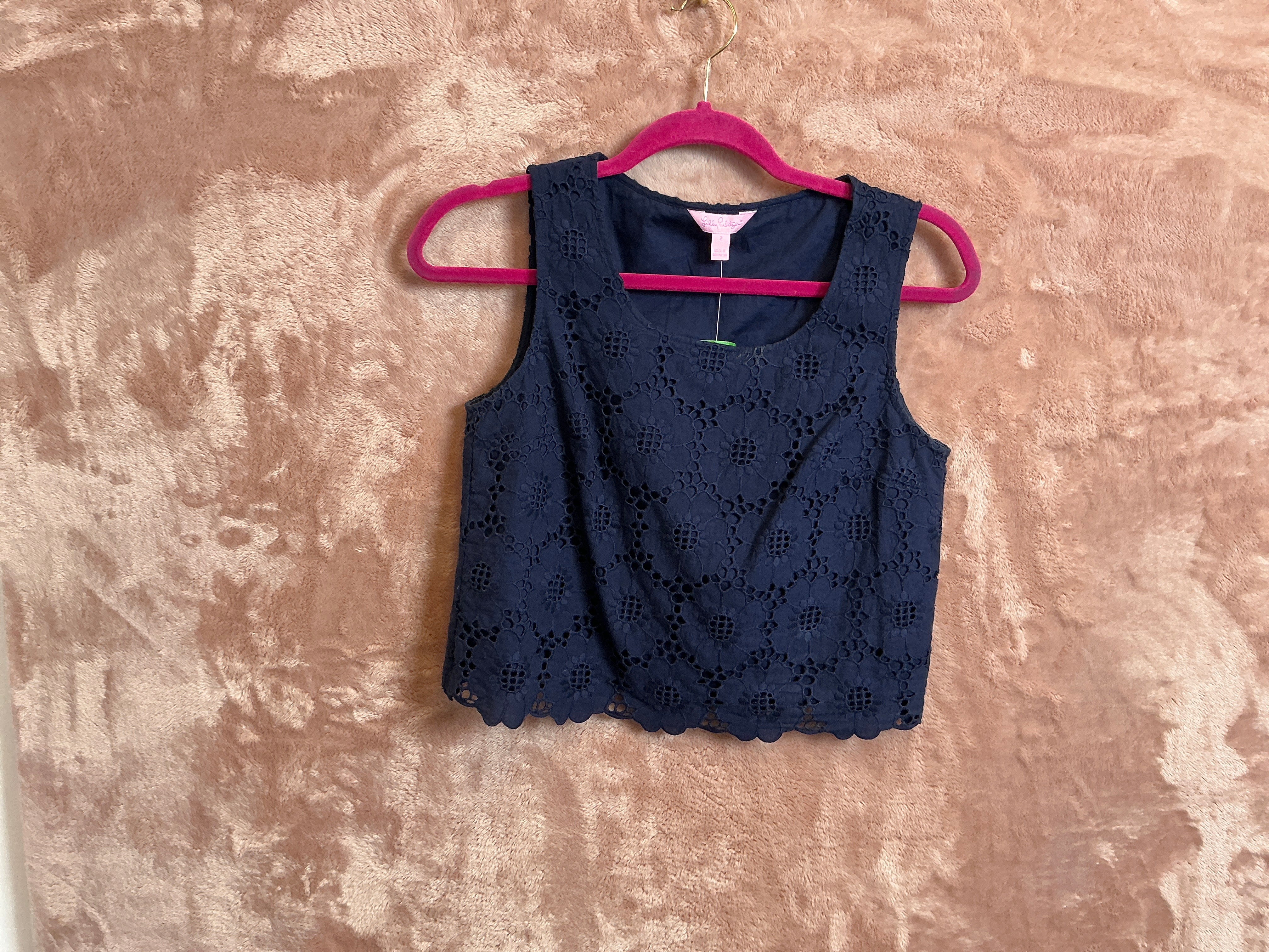 Lilly Pulitzer Top NWT - Lux Top - True Navy - Cotton Lawn Jumbo - Size 2