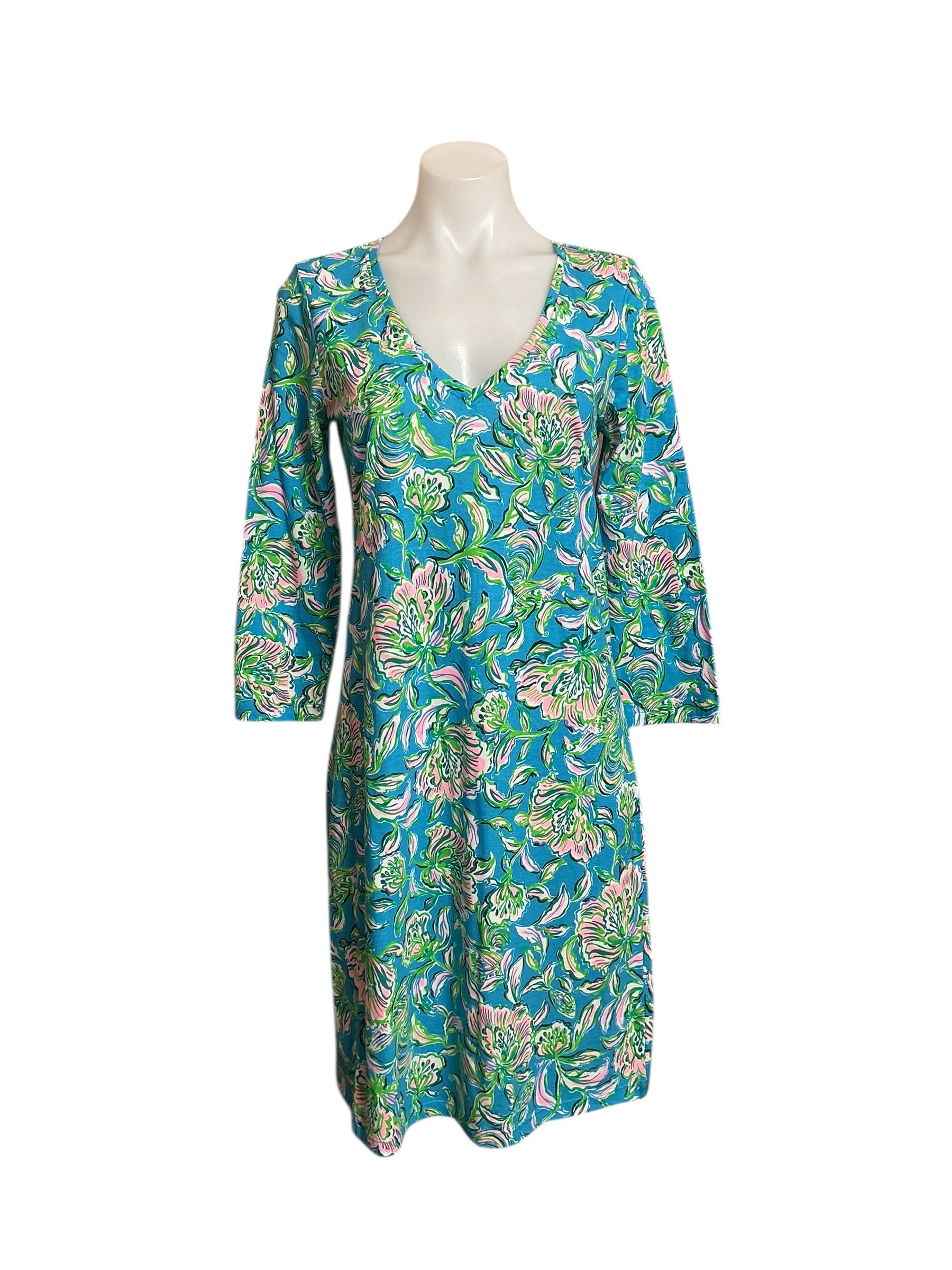 Lilly Pulitzer NWT Tessa 3/4 Sleeve V-neck - Cumulus Blue Chick Magnet - Size S