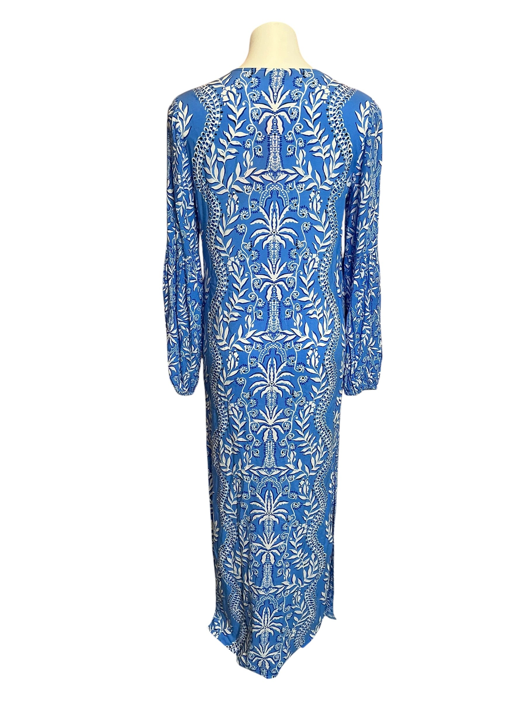 Lilly Pulitzer NWT Laurelie Long Sleeve Maxi Dress Abaco Blue Have It Both Rays Engineered - Size 4