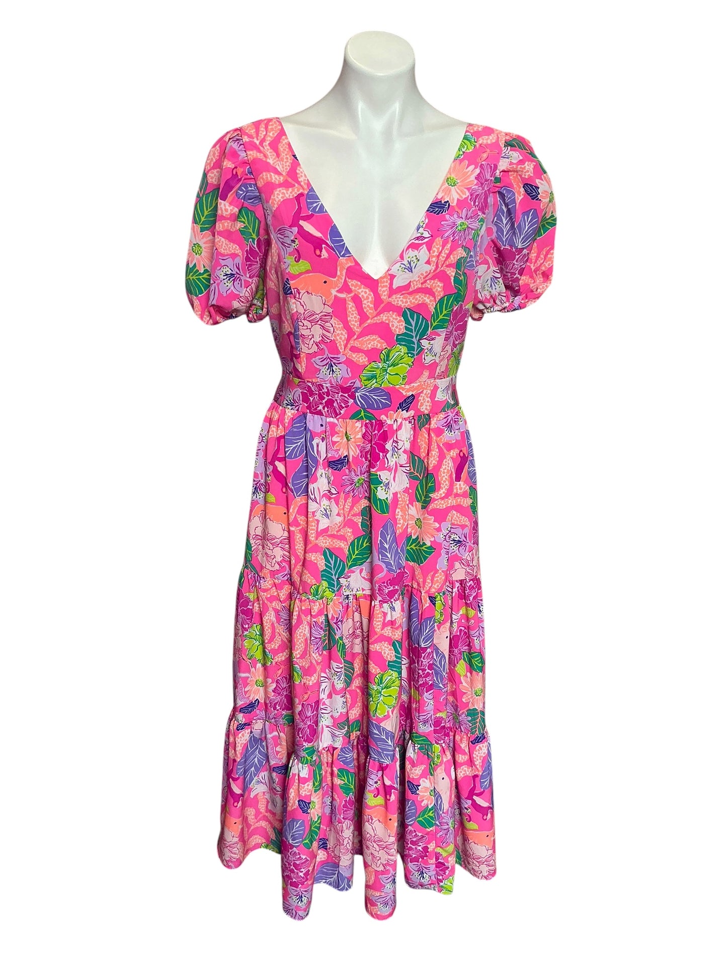 Lilly Pulitzer Grace Tiered Fit & Flare Midi Dress Best of Friends - Size 10