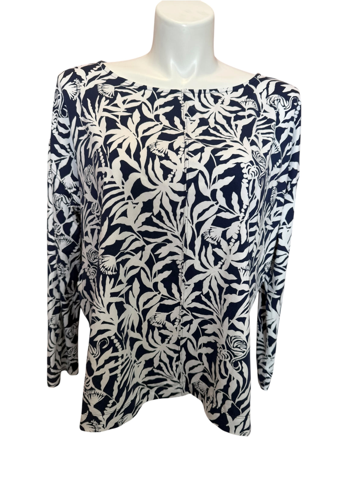 Lilly Pulitzer UPF 50+ Karessa Top Low Tide Navy Flocking To Paradise - Size XXL