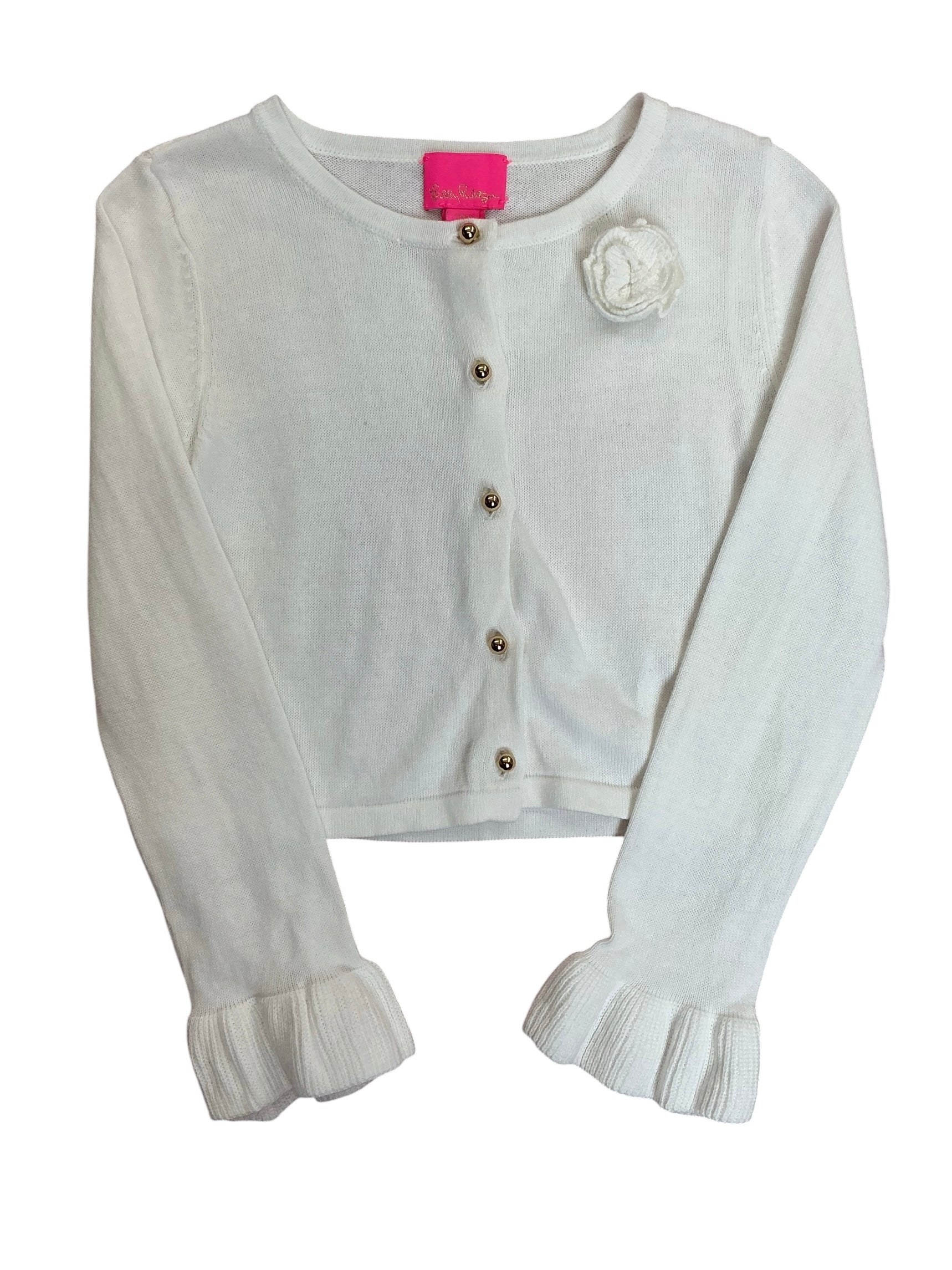 Lilly Pulitzer Kids Girls Lyanna Cardigan Resort White - Size M 6-7