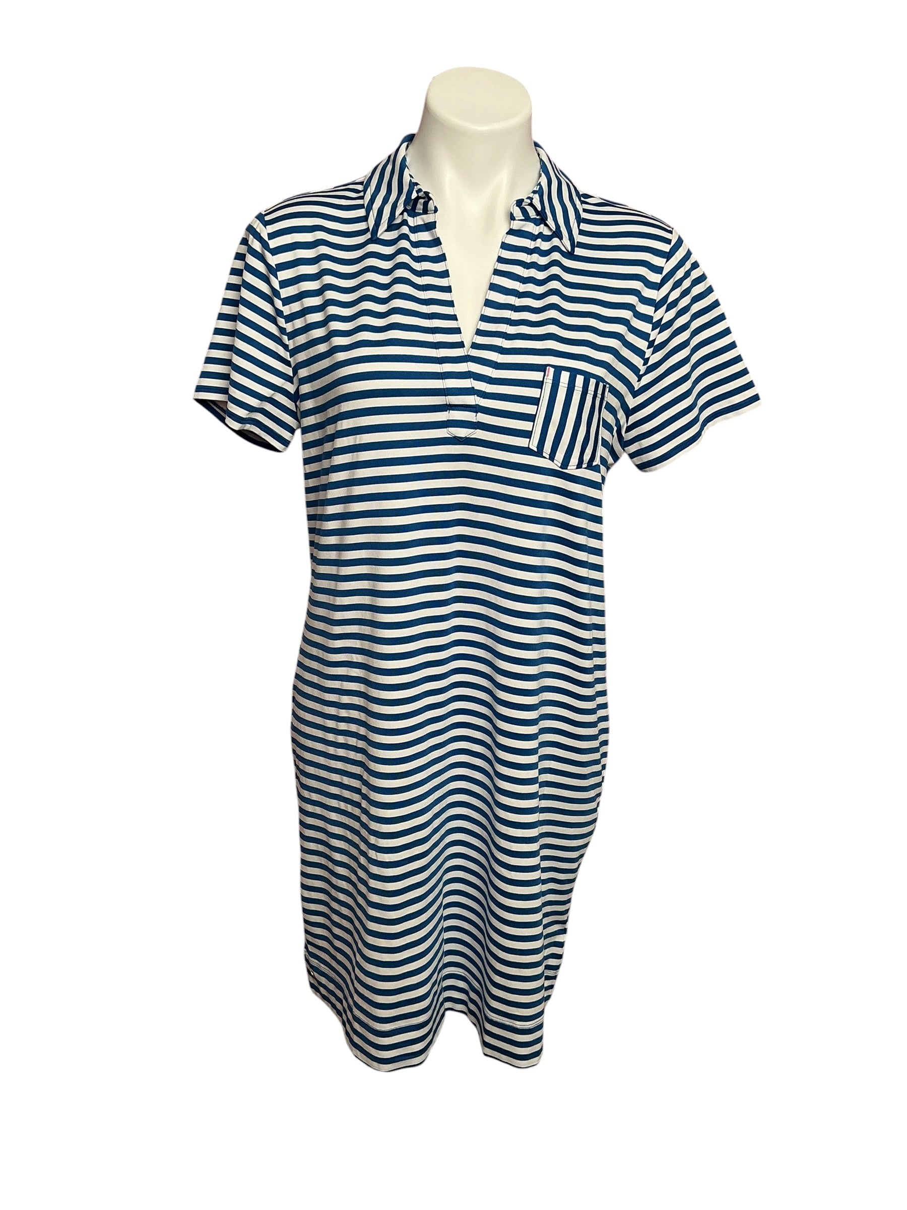 Lilly Pulitzer Dune Short Sleeve Dress Barton Blue St. Tropez Stripe - Size XS