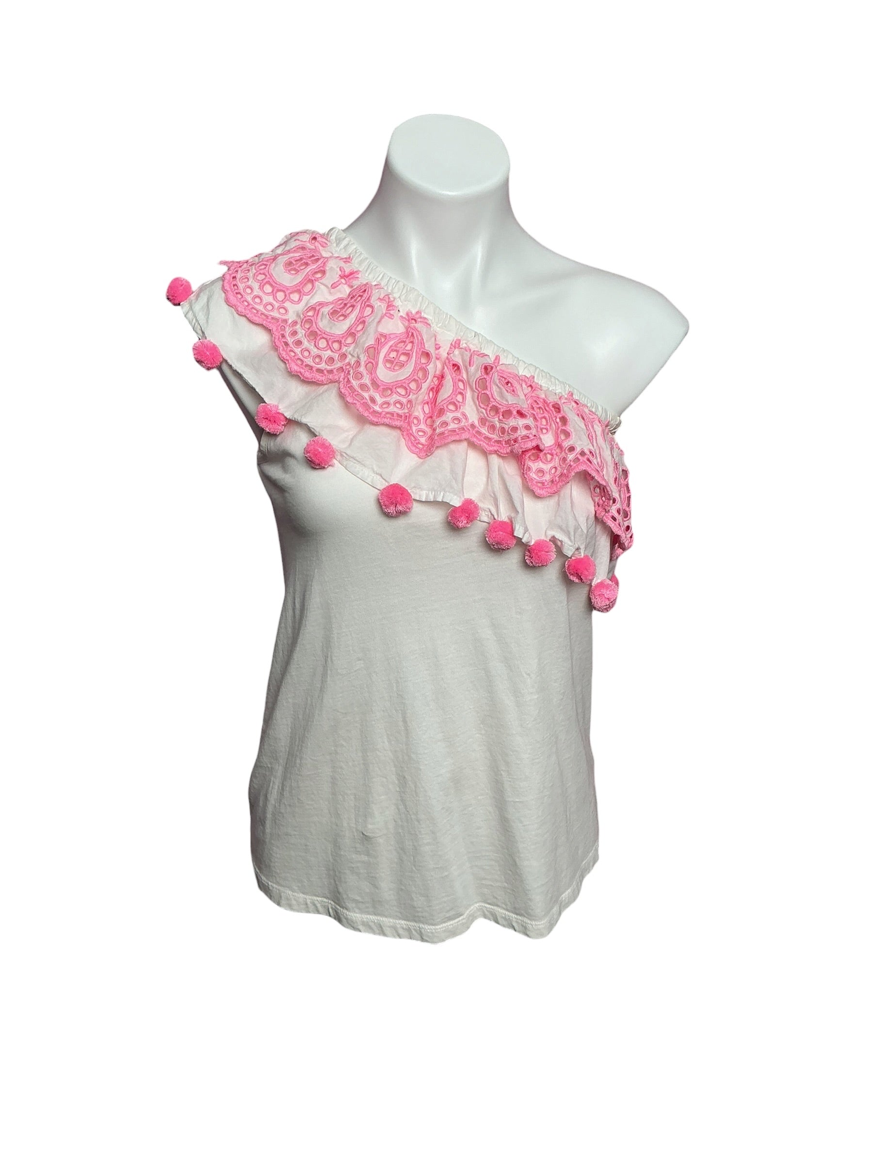 Lilly Pulitzer Idara One-Shoulder Top Resort White - Size XS