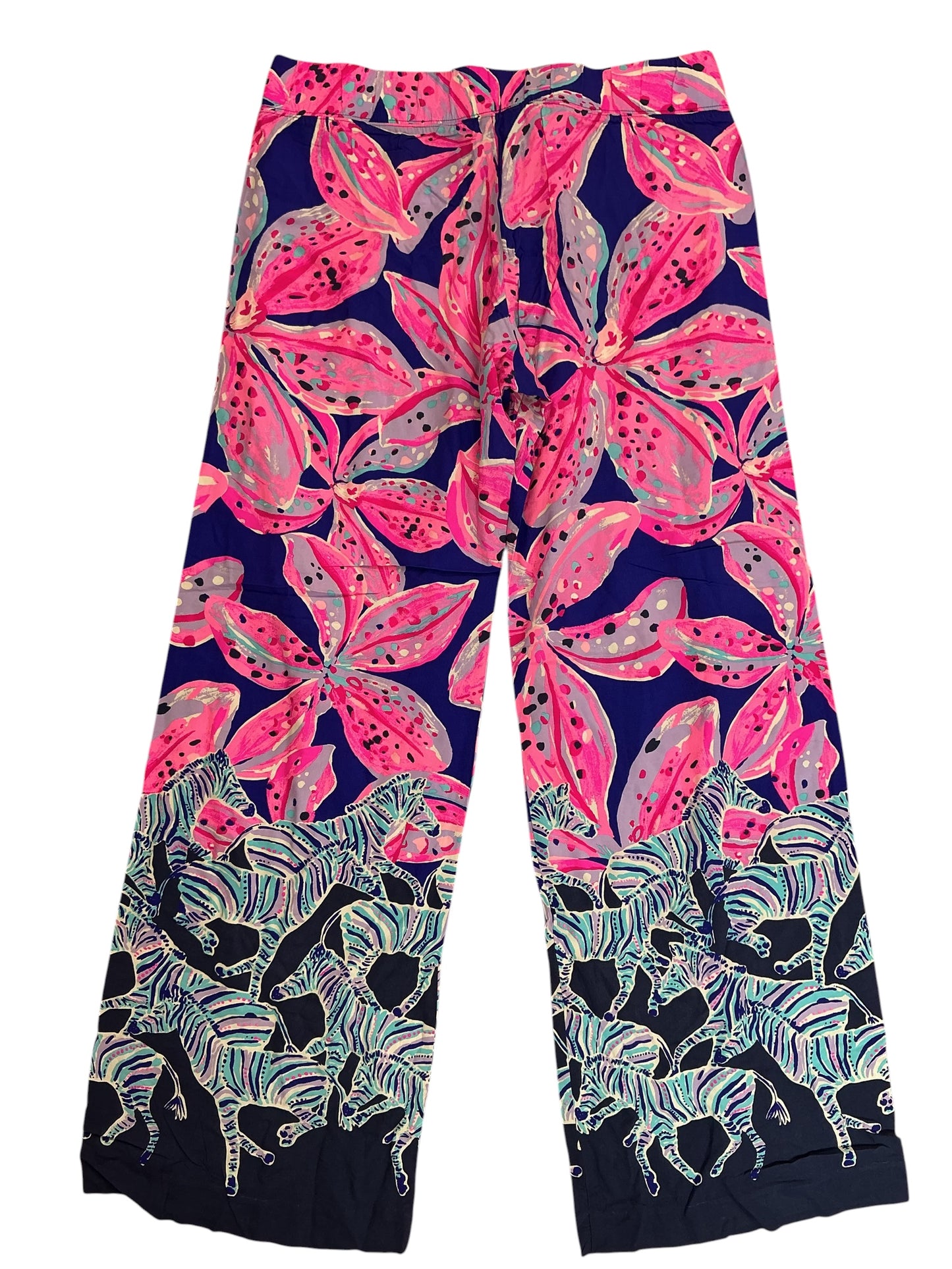 Lilly Pulitzer Bal Harbour Palazzo Pants Royal Purple Wild Child Engineered - Size M