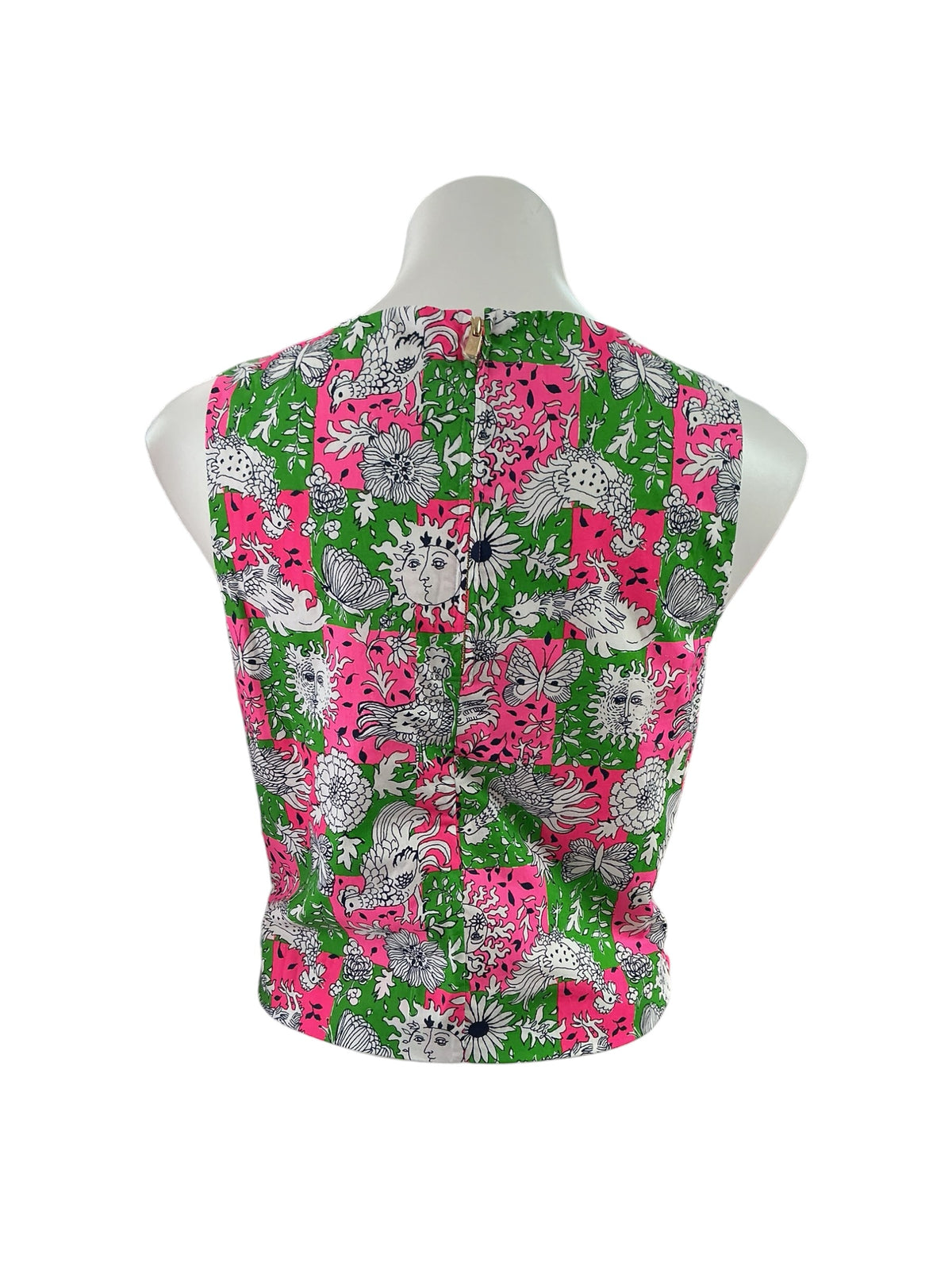 Lilly Pulitzer NWT Annaleese Sleeveless Top Cherry Blossom Pink Lil Chicken Check  - Size 6