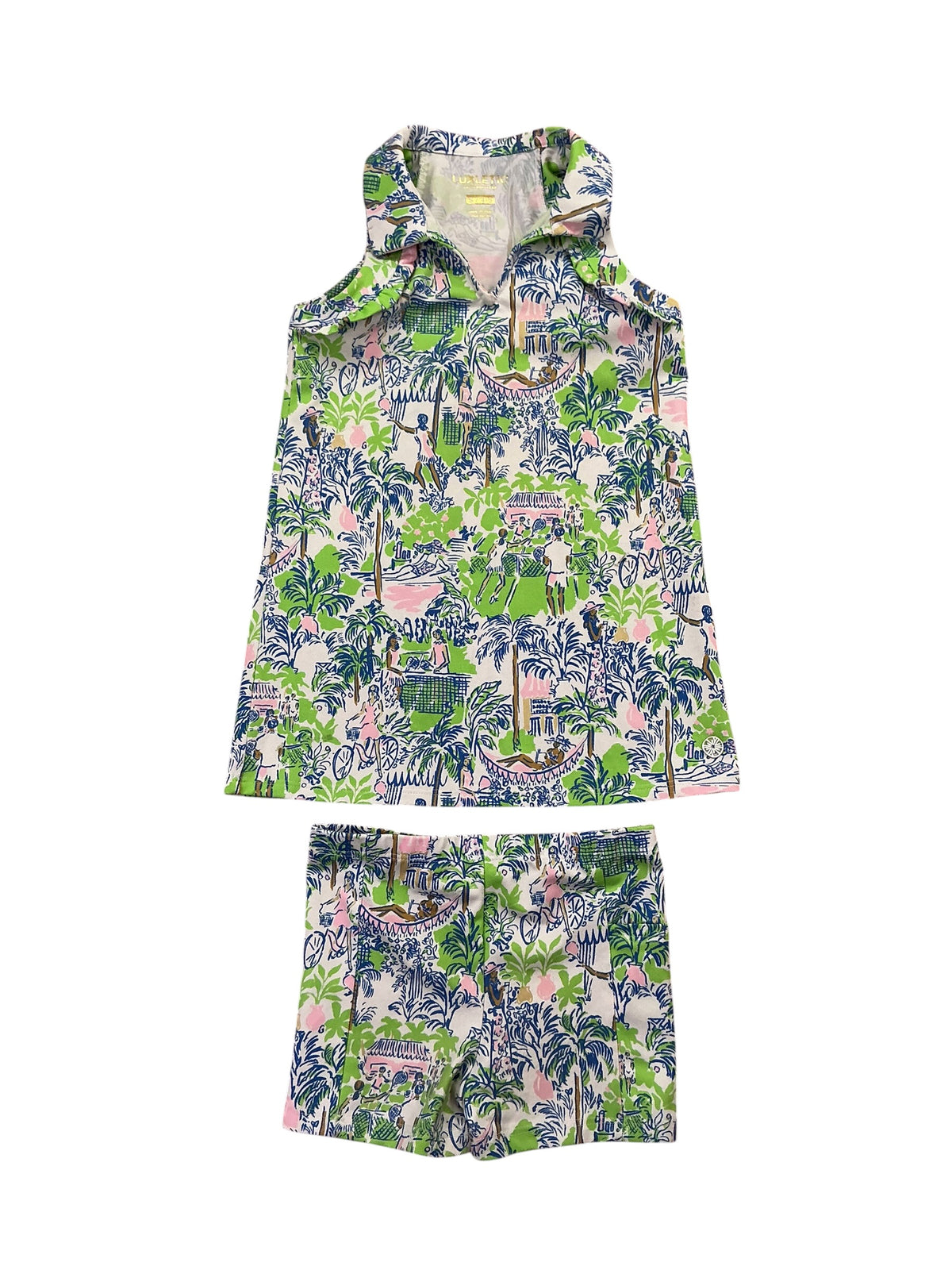 Lilly Pulitzer Kids Girls 2PC Mini Martina Polo Dress Orb Green Serving It Up - Size S 4-5
