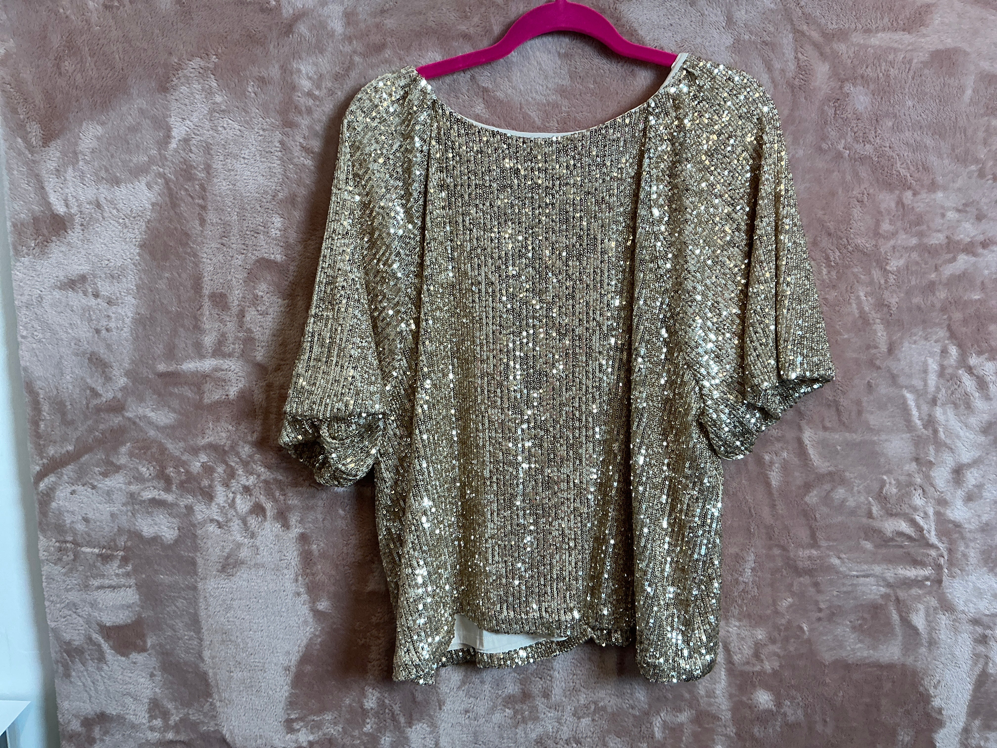 Lilly Pulitzer Top NWT - Cressida Knit Top - Gold Metallic - Treasure Box Sequin - Size XL