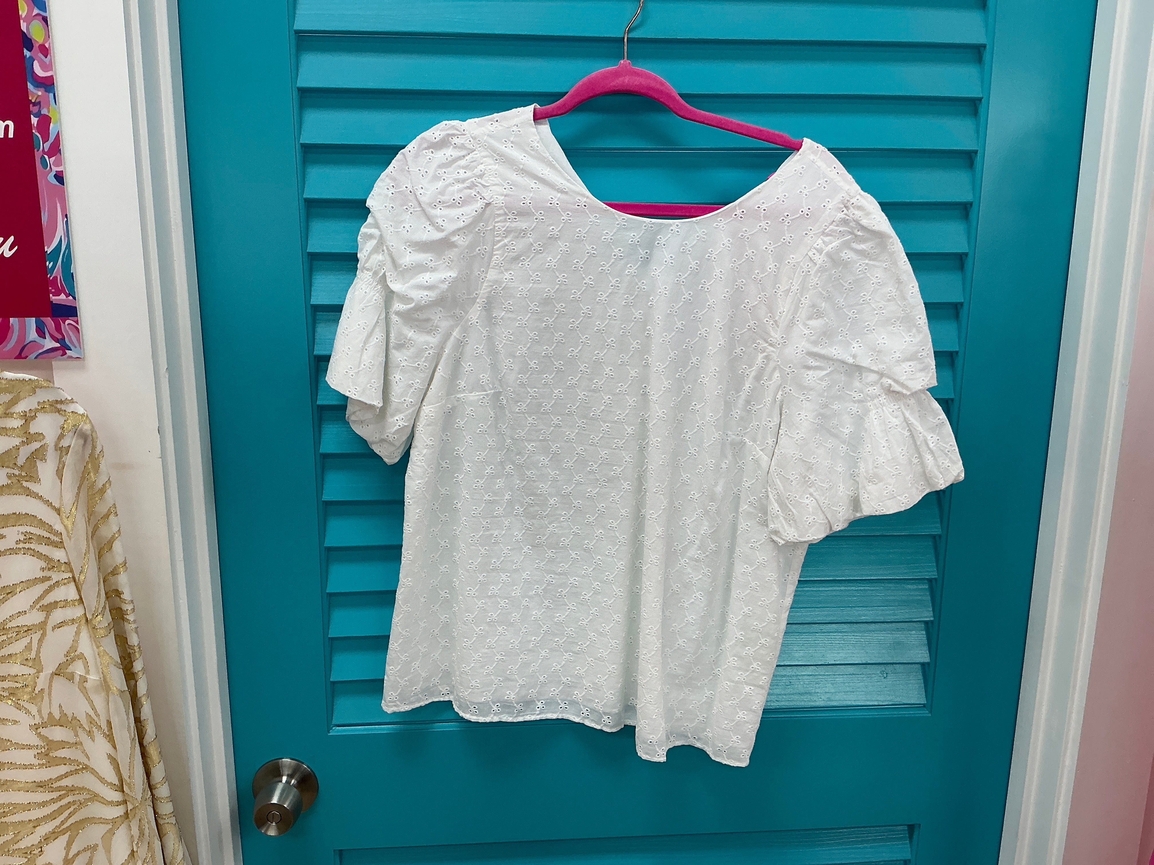 Lilly Pulitzer Top NWT - Lailah Top - Resort White - Ditsy Vine Eyelet - Size L