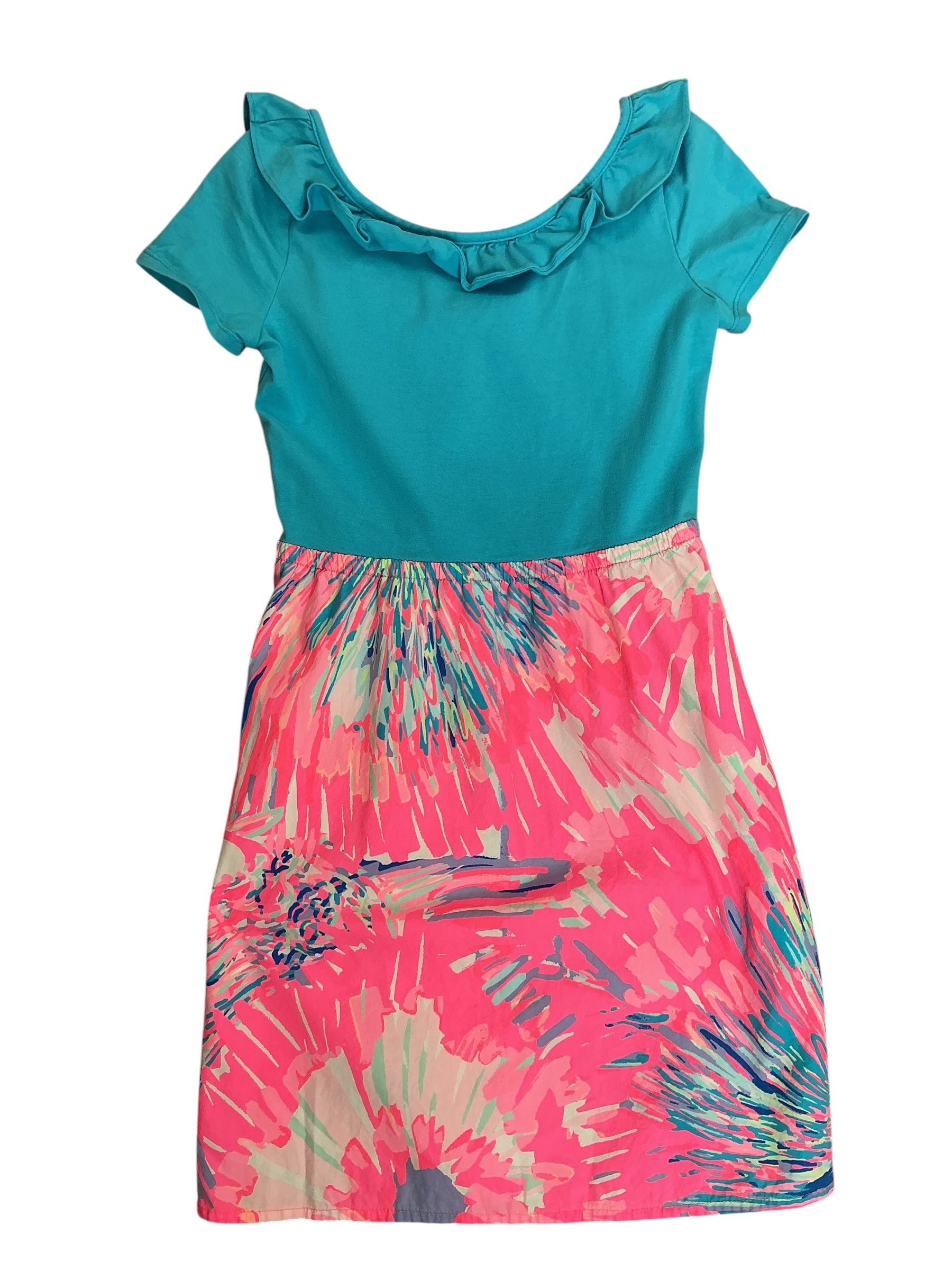 Lilly Pulitzer Kids Girls Short Sleeve Knit Dress Pink Sunset - Size L 8-10