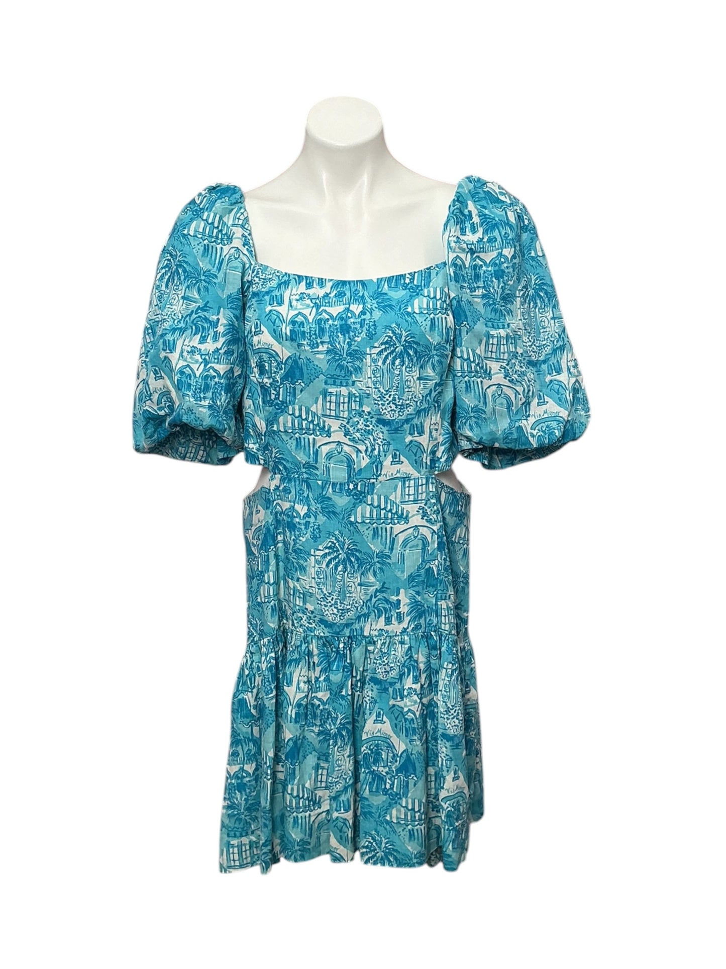 Lilly Pulitzer Kylanne Linen Mini Dress Amalfi Blue Sunny State Of Mind - Size 12