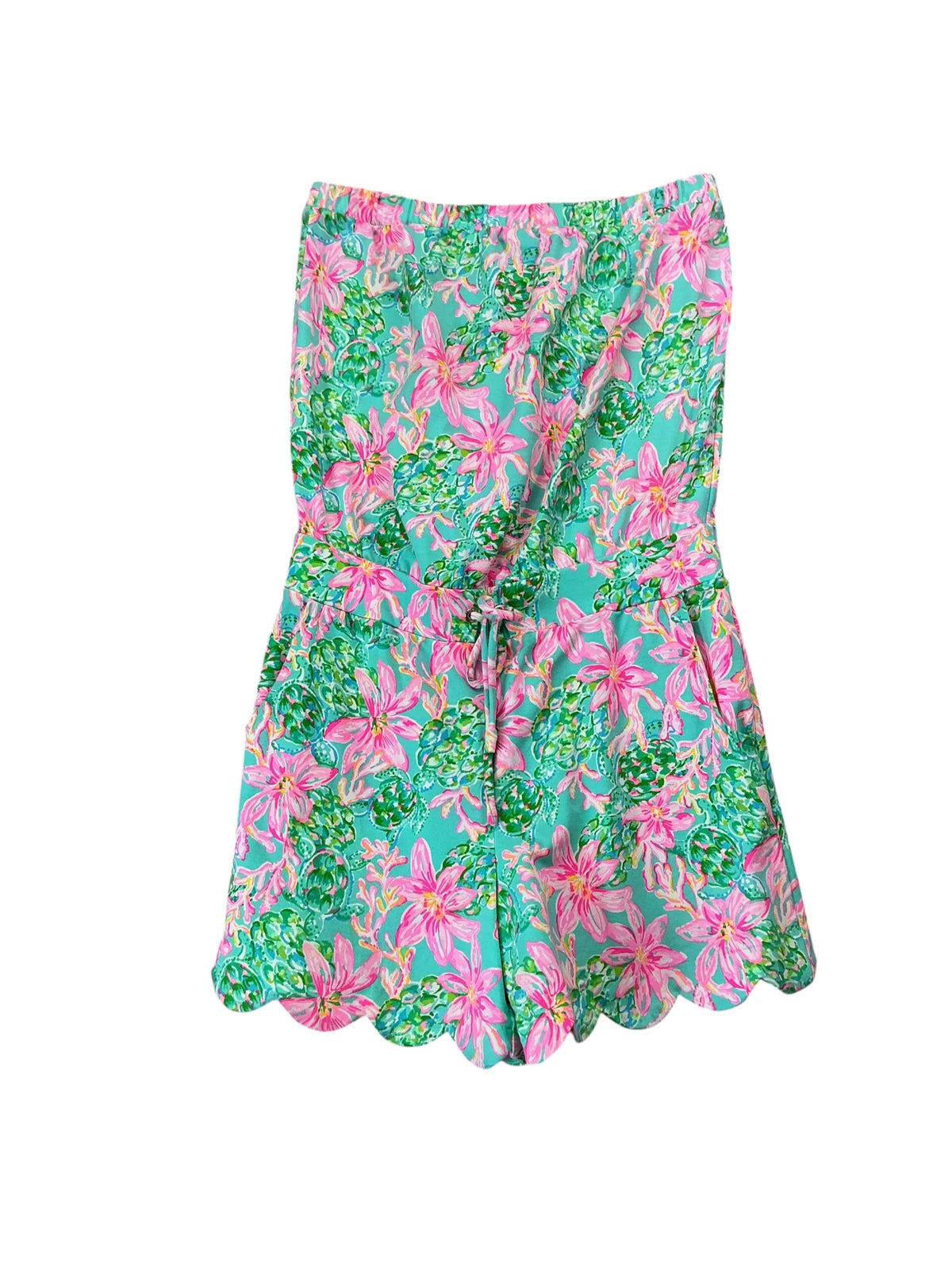 Lilly Pulitzer Jace Strapless Romper - Surf Blue So Shellegant - Size S