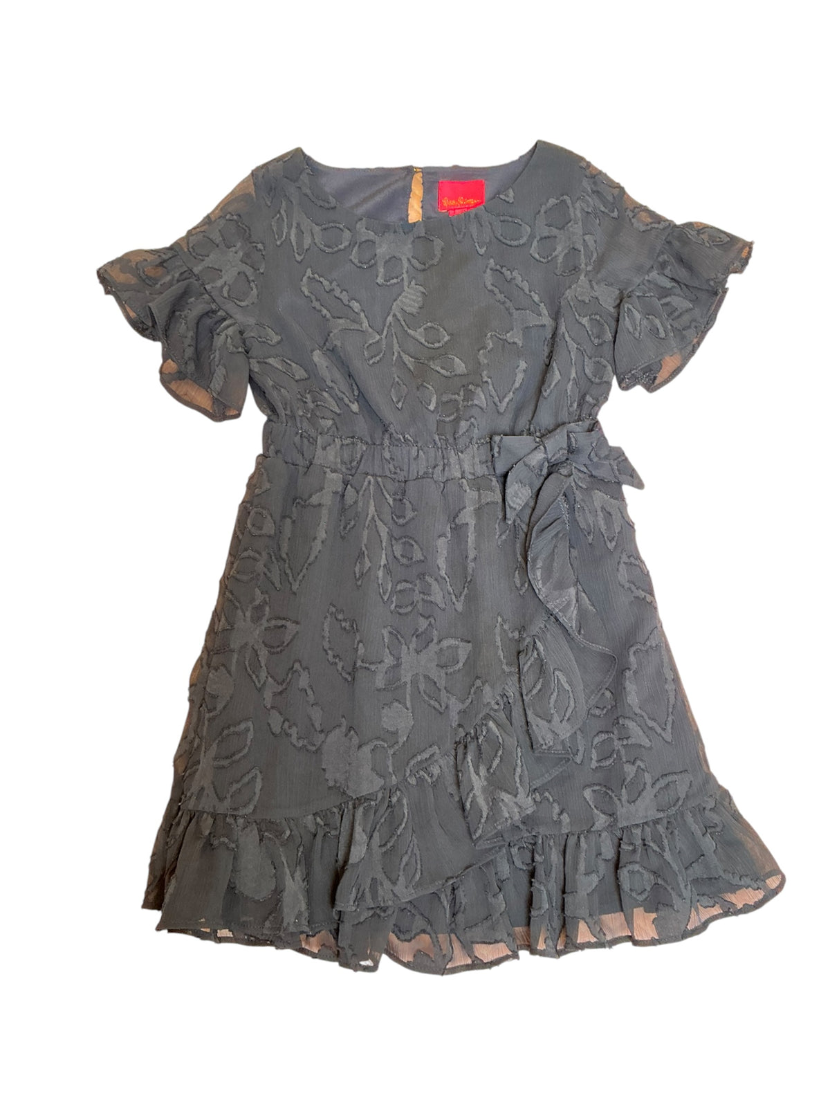 Lilly Pulitzer Girls Mini Darlah Dress Botanical Shadow Clip Chiffon - Size 6
