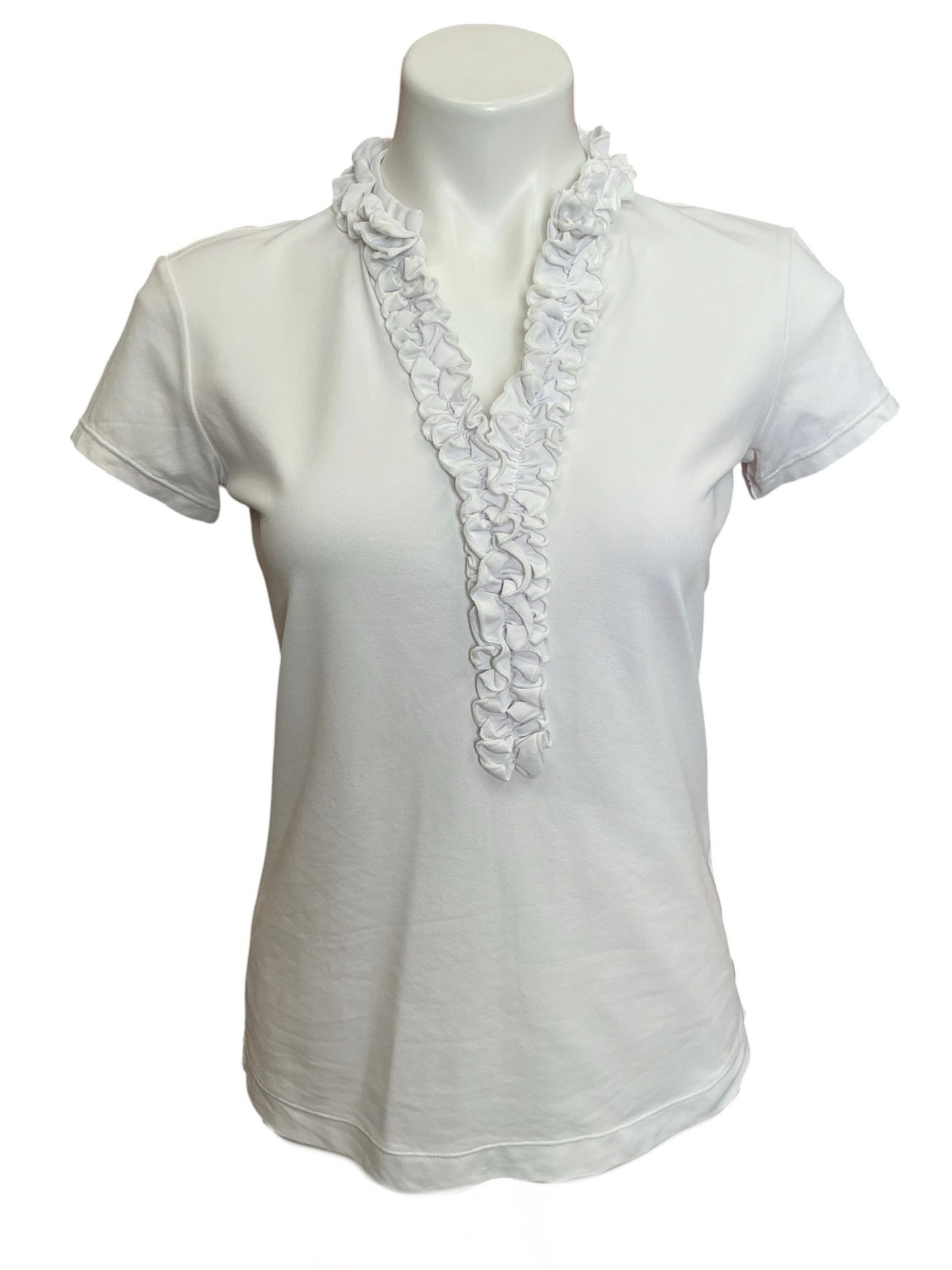 Lilly Pulitzer Frida Ruffle Polo Top Resort White - Size S