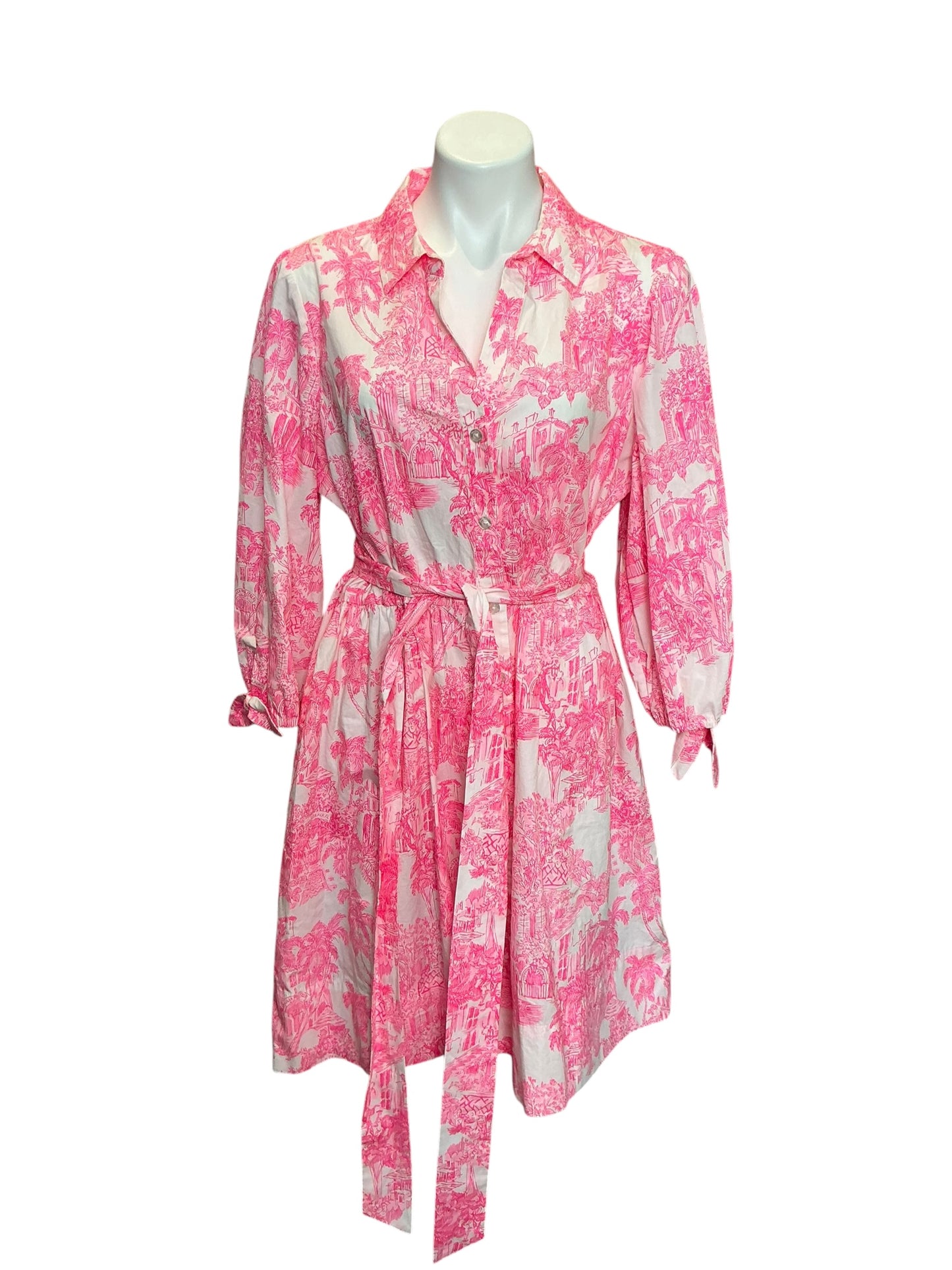 Lilly Pulitzer Amrita Cotton Shirtdress Resort White PB Anniversary Toile - Size 14